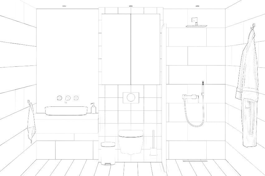 Verlegeplan für Fliesen, Badezimmer