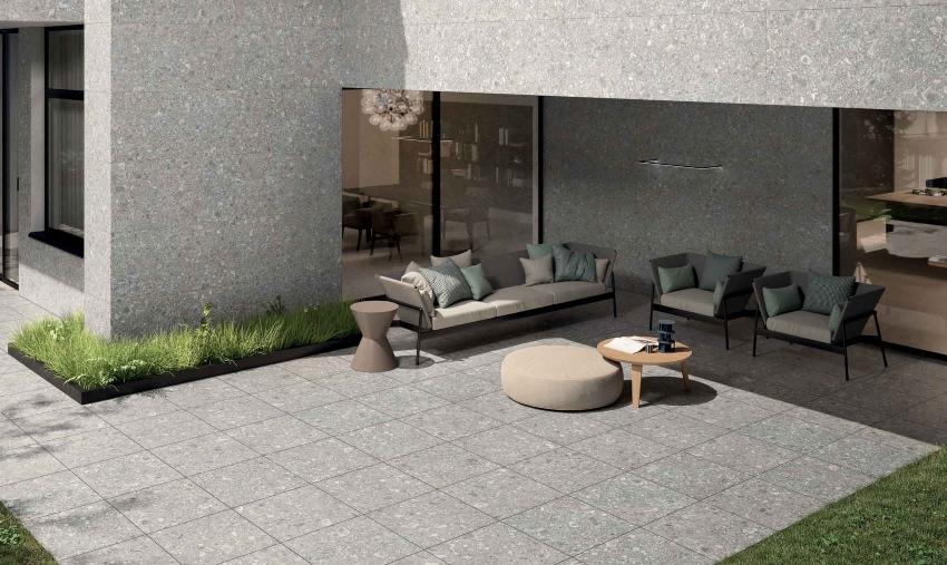 Ergon Lombarda Bodenfliese Outdoor Terrazzooptik Grigio matt 60x60 cm rekt. R11C