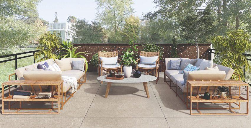 Feinsteinzeug-Terrassenplatten in Splitt verlegen