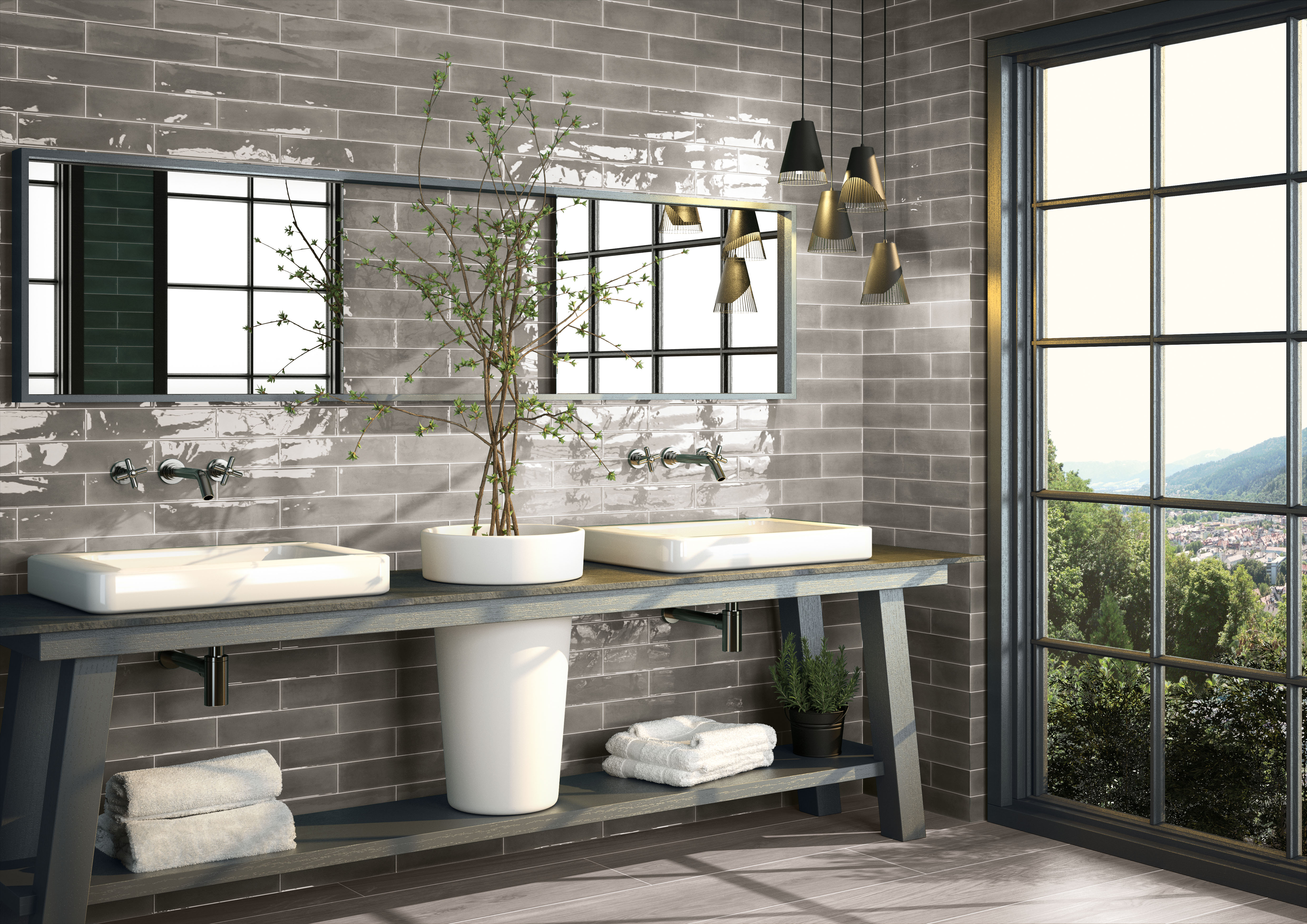 Catalea Gres Nyborg Metrofliese Grau Glänzend 7,5x30 cm  