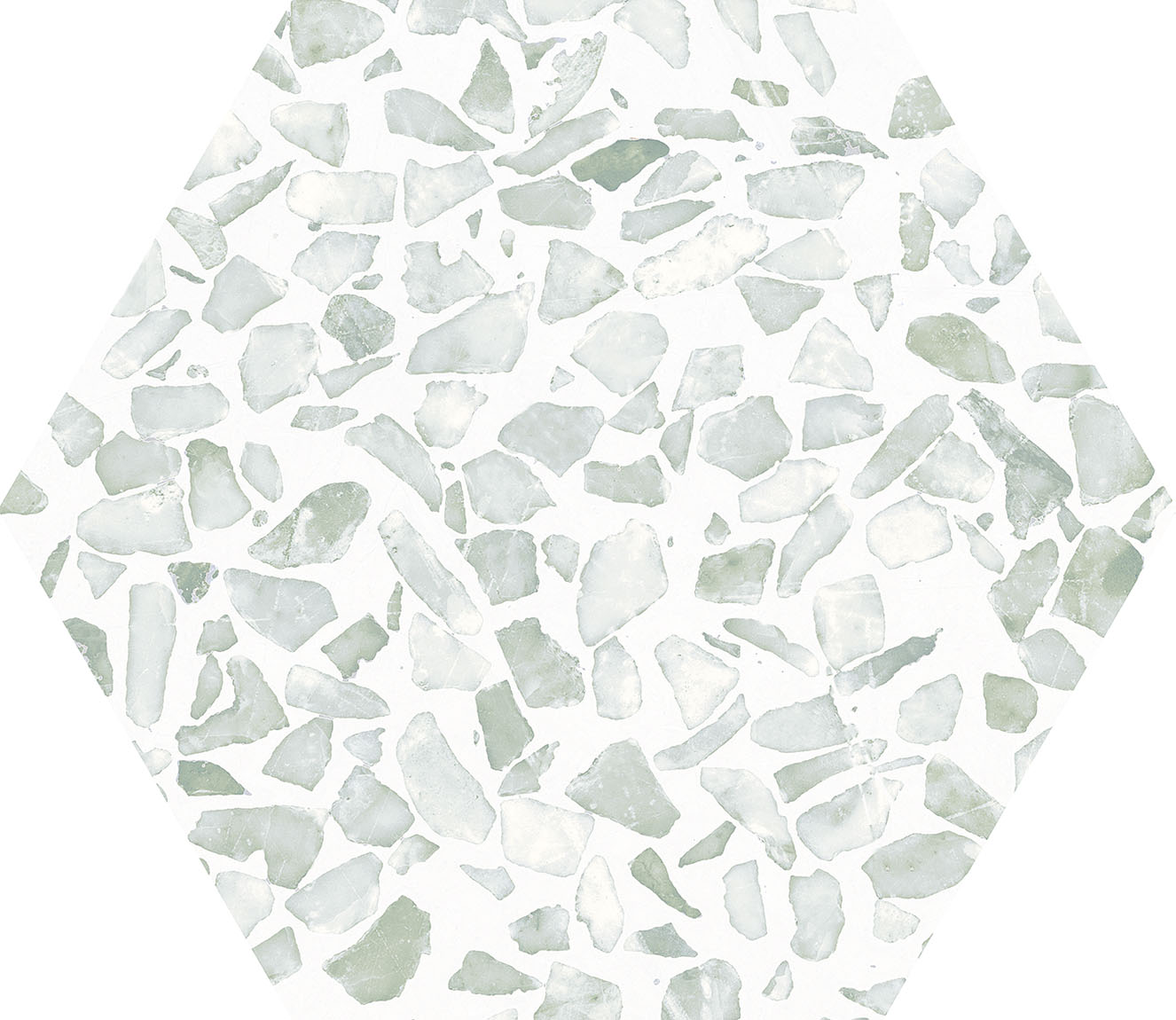 Urbanixx Gres Tarfala Bodenfliesen Terrazzooptik Hexagon Grün Matt 23,2x26,7 cm rektifiziert