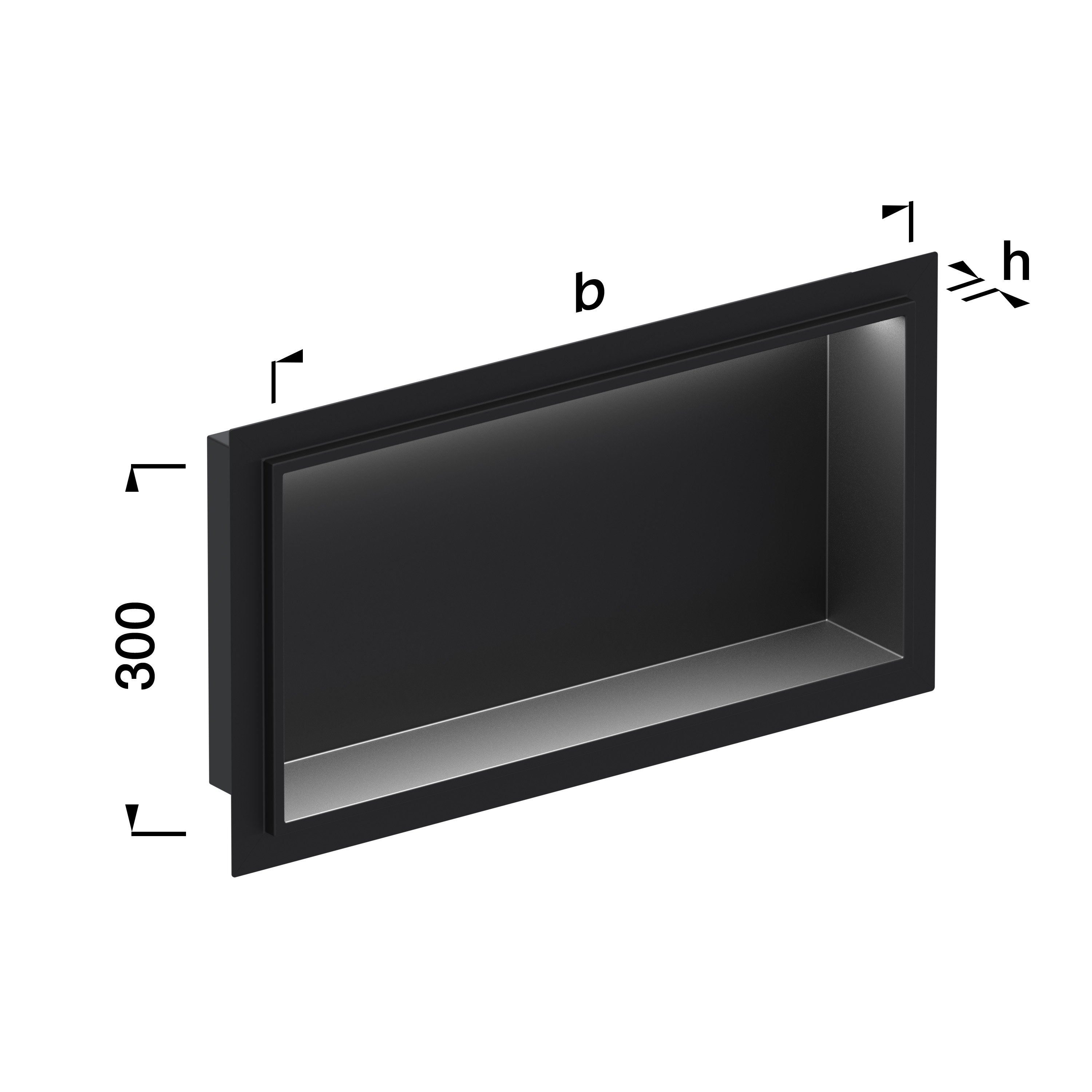 Alferpro LED Duschnische Alferbox 30x60x1,5 cm Tiefe: 10 cm Edelstahl V2A Schwarz pulverbeschichtet matt inkl. Beleuchtung 