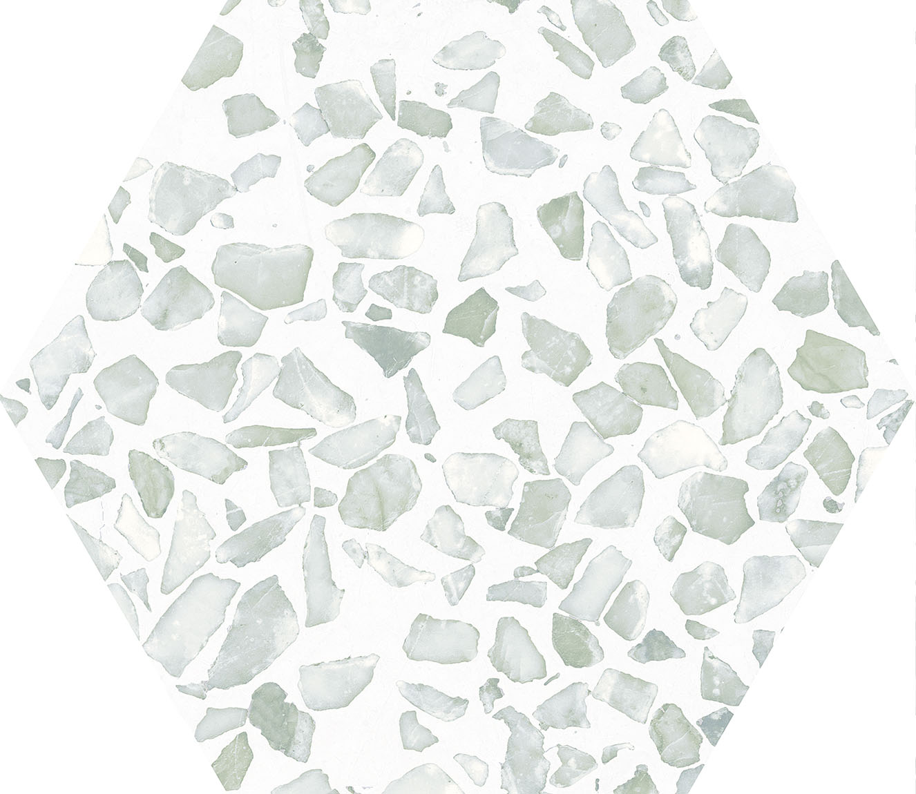 Urbanixx Gres Tarfala Bodenfliesen Terrazzooptik Hexagon Grün Matt 23,2x26,7 cm rektifiziert