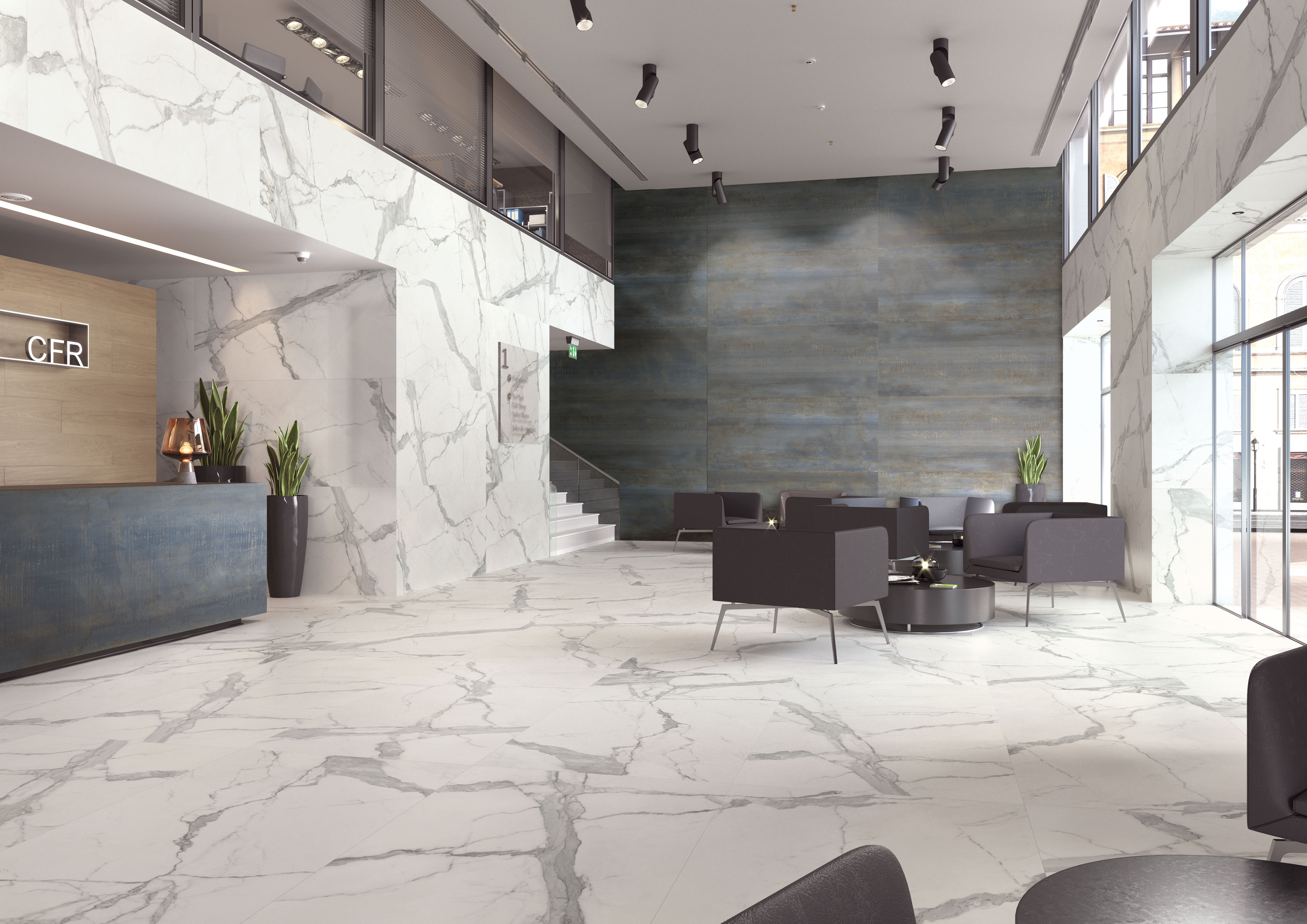 Urbanixx Gres Karlstadt Bodenfliesen Metalloptik Blau Matt 60x60 cm rektifiziert R9