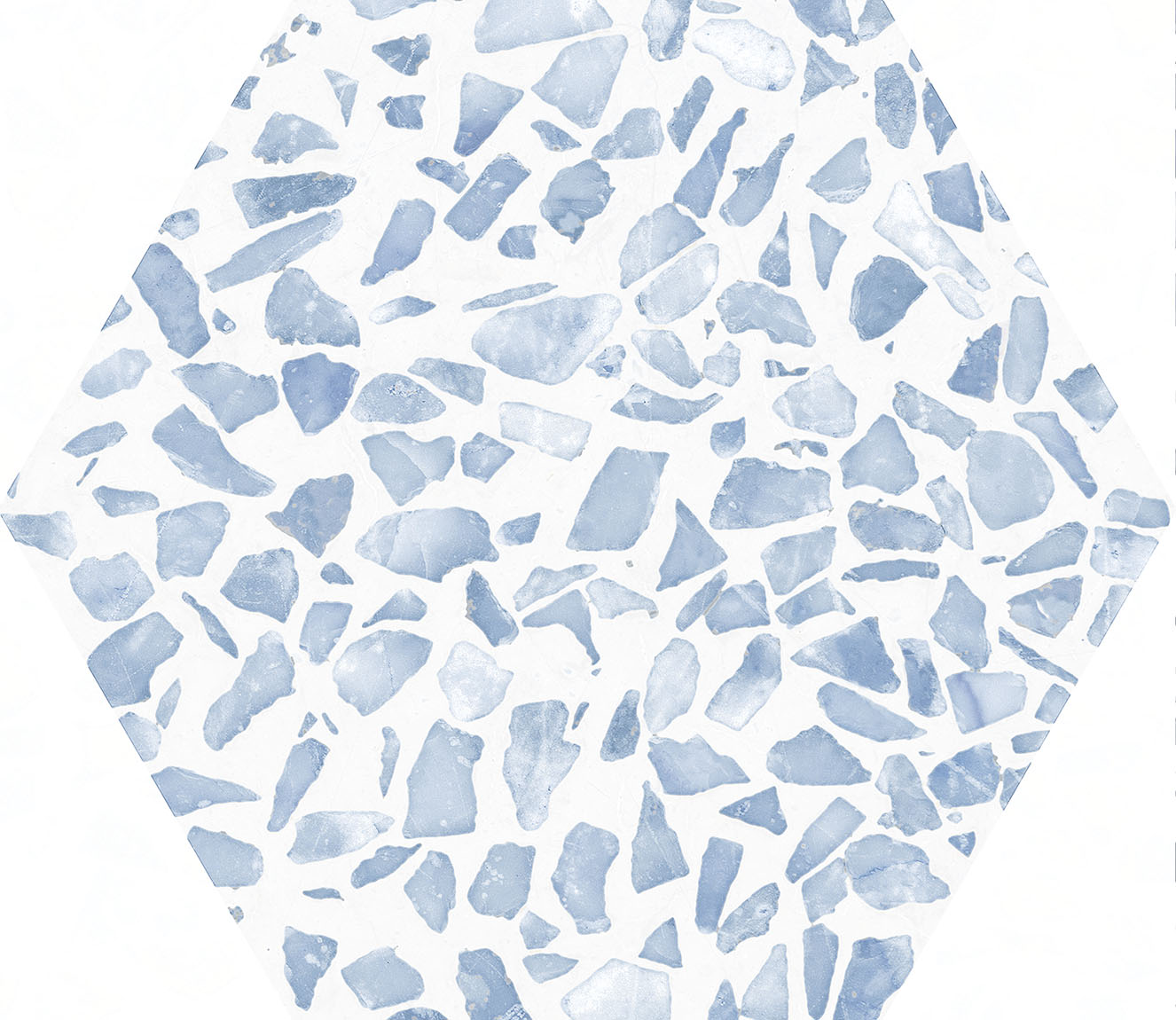 Urbanixx Gres Tarfala Bodenfliesen Terrazzooptik Hexagon Blau Matt 23,2x26,7 cm rektifiziert
