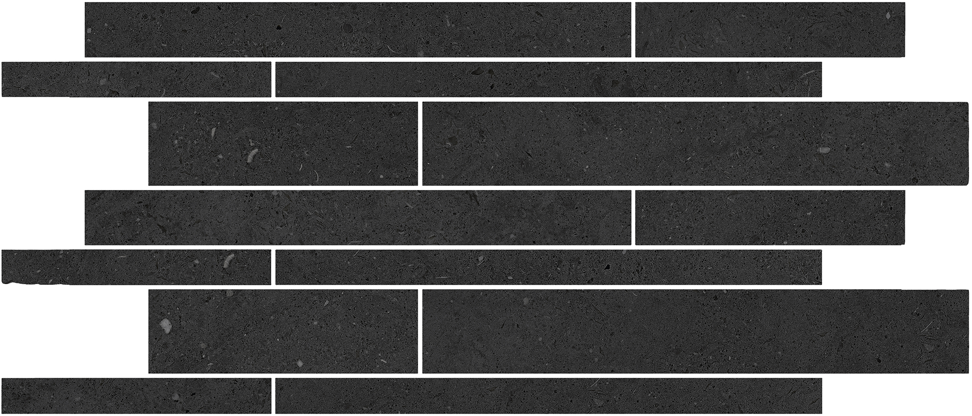 Urbanixx Gres Osaki Stäbchenmosaik Natursteinoptik Schwarz Matt 30x60 cm R10
