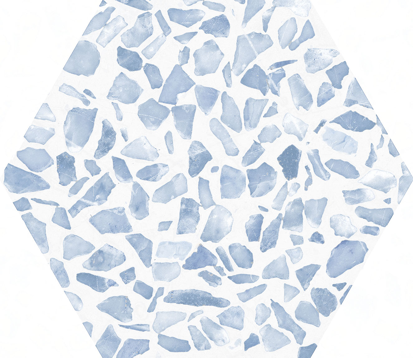 Urbanixx Gres Tarfala Bodenfliesen Terrazzooptik Hexagon Blau Matt 23,2x26,7 cm rektifiziert