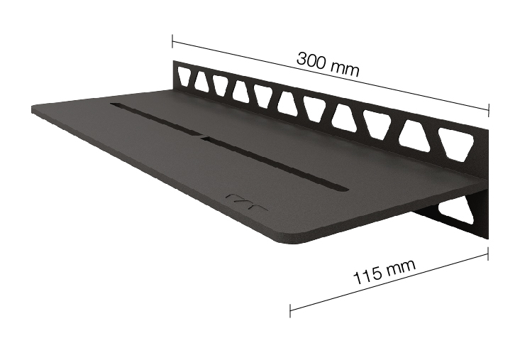 Schlüter SHELF W S1 300x115 mm Pure TSDA strukturbeschichtet Dunkelanthrazit Duschablage