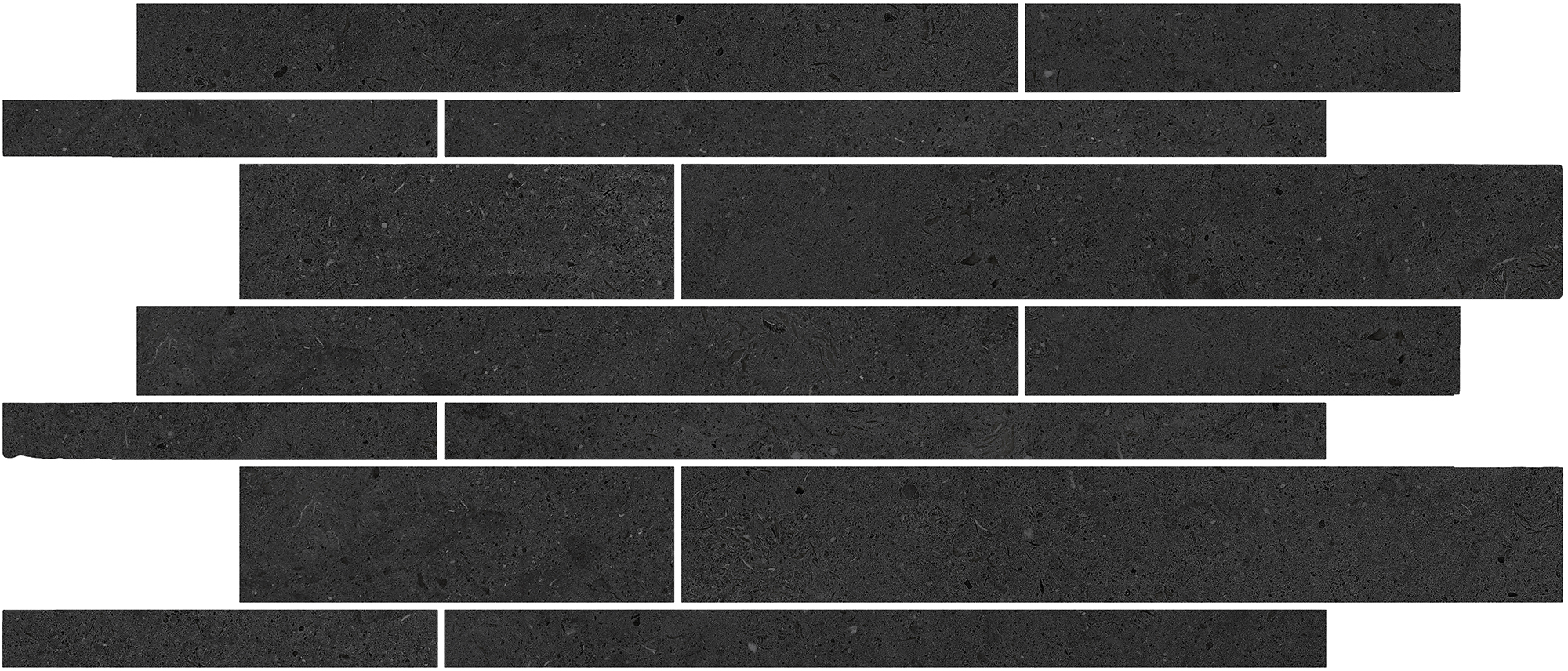 Urbanixx Gres Osaki Stäbchenmosaik Natursteinoptik Schwarz Matt 30x60 cm R10