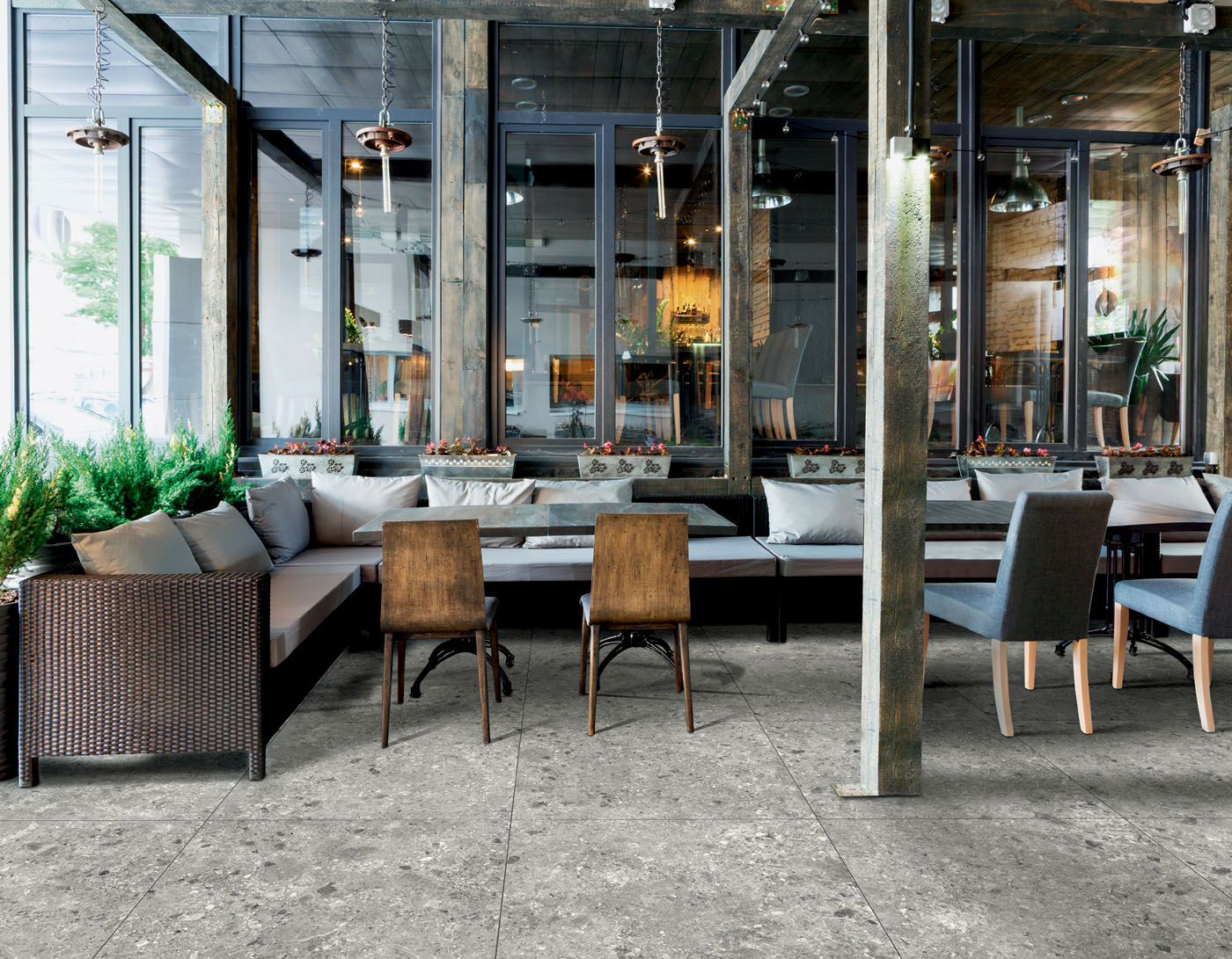 Urbanixx Gres Kyoto Bodenfliese Terrazzooptik Grau matt 30x60 cm rektifiziert R10