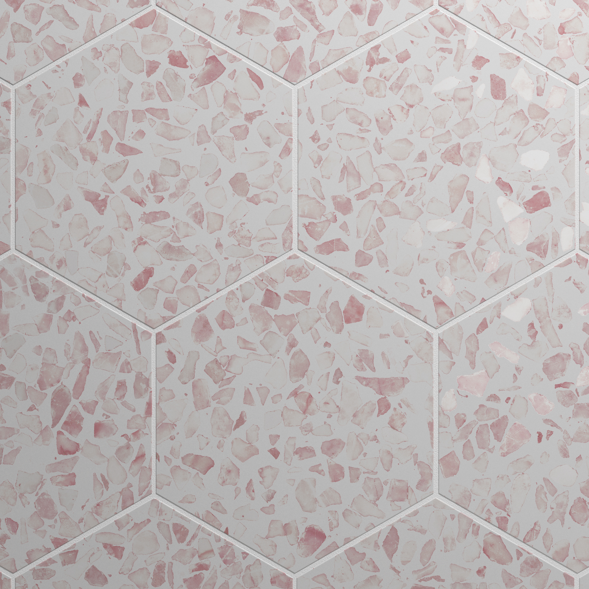 Urbanixx Gres Tarfala Bodenfliesen Terrazzooptik Hexagon Rosa Matt 23,2x26,7 cm rektifiziert