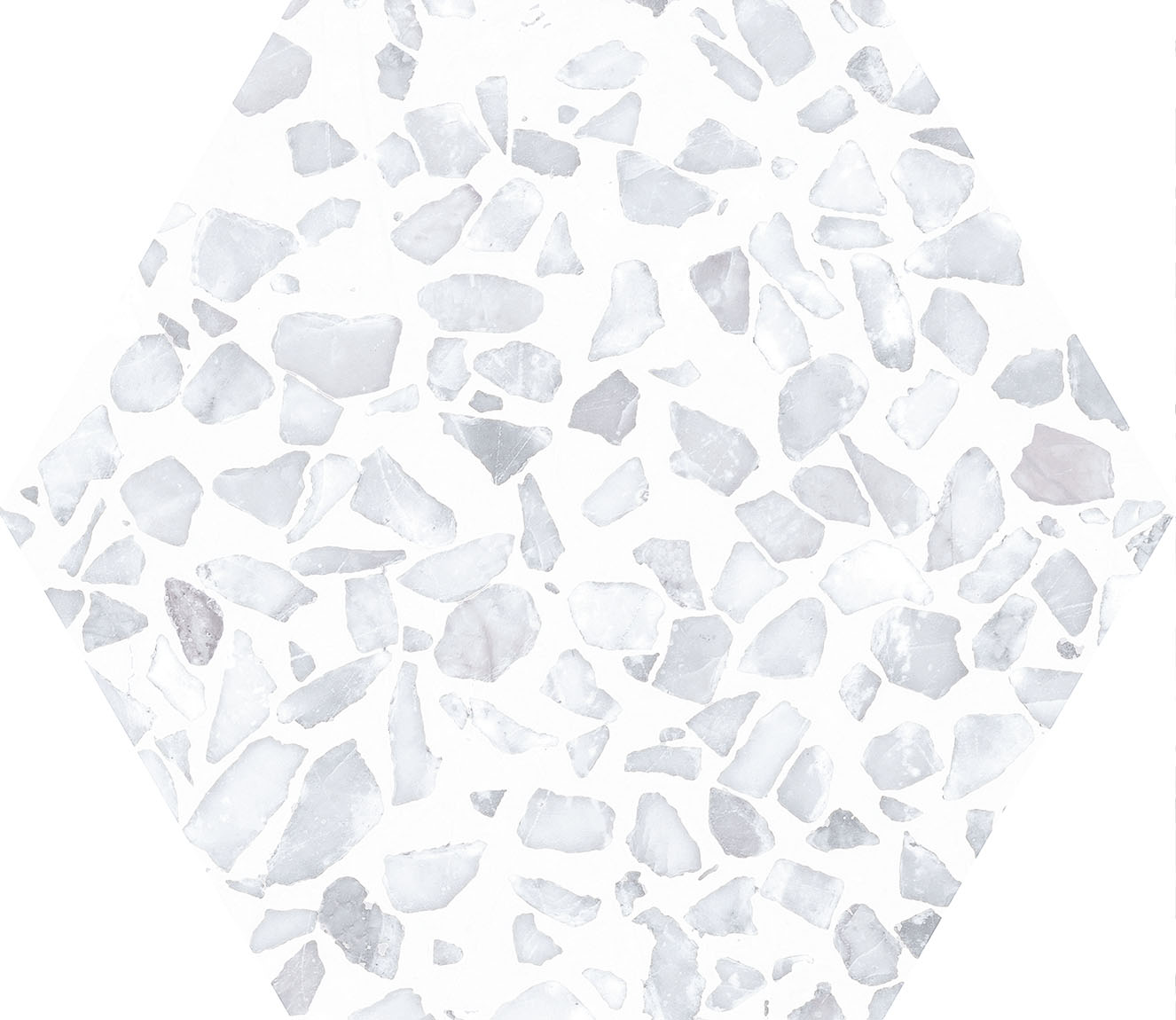 Urbanixx Gres Tarfala Bodenfliesen Terrazzooptik Hexagon Hellgrau Matt 23,2x26,7 cm rektifiziert