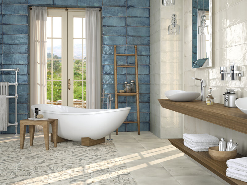 Catalea Gres Hede Metrofliese Blau Glänzend 20x50 cm