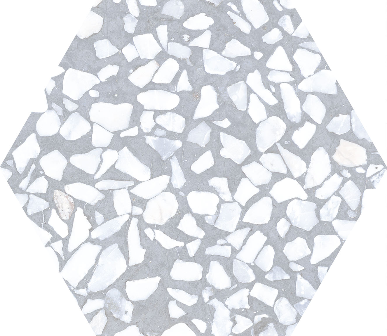 Urbanixx Gres Tarfala Bodenfliesen Terrazzooptik Hexagon Grau Matt 23,2x26,7 cm rektifiziert