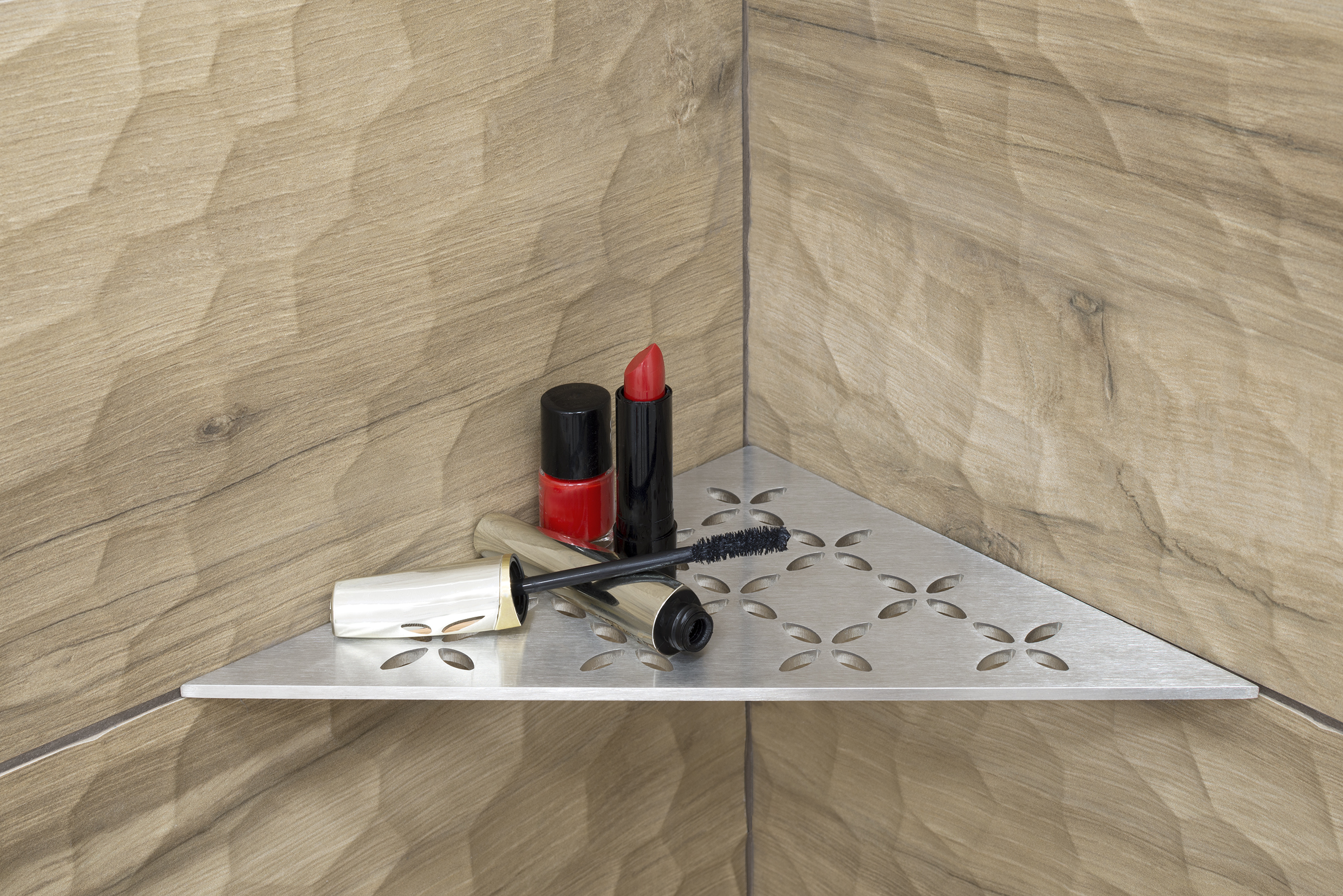 Schlüter SHELF E S1 210x210 mm Duschablage Floral Edelstahl Gebürstet Duschablage