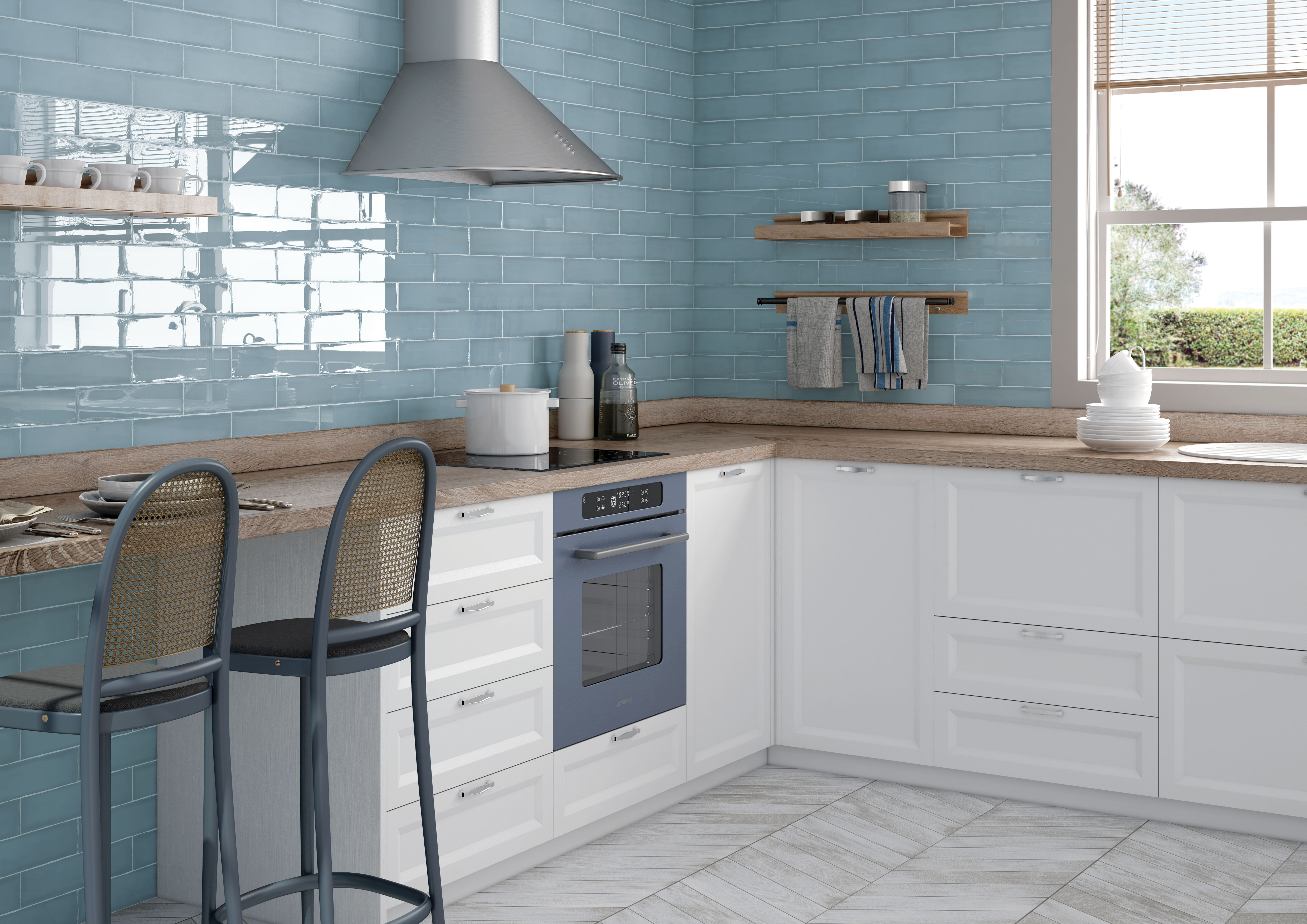 Catalea Gres Lund Metrofliesen Blau Glänzend 7,5x30 cm  