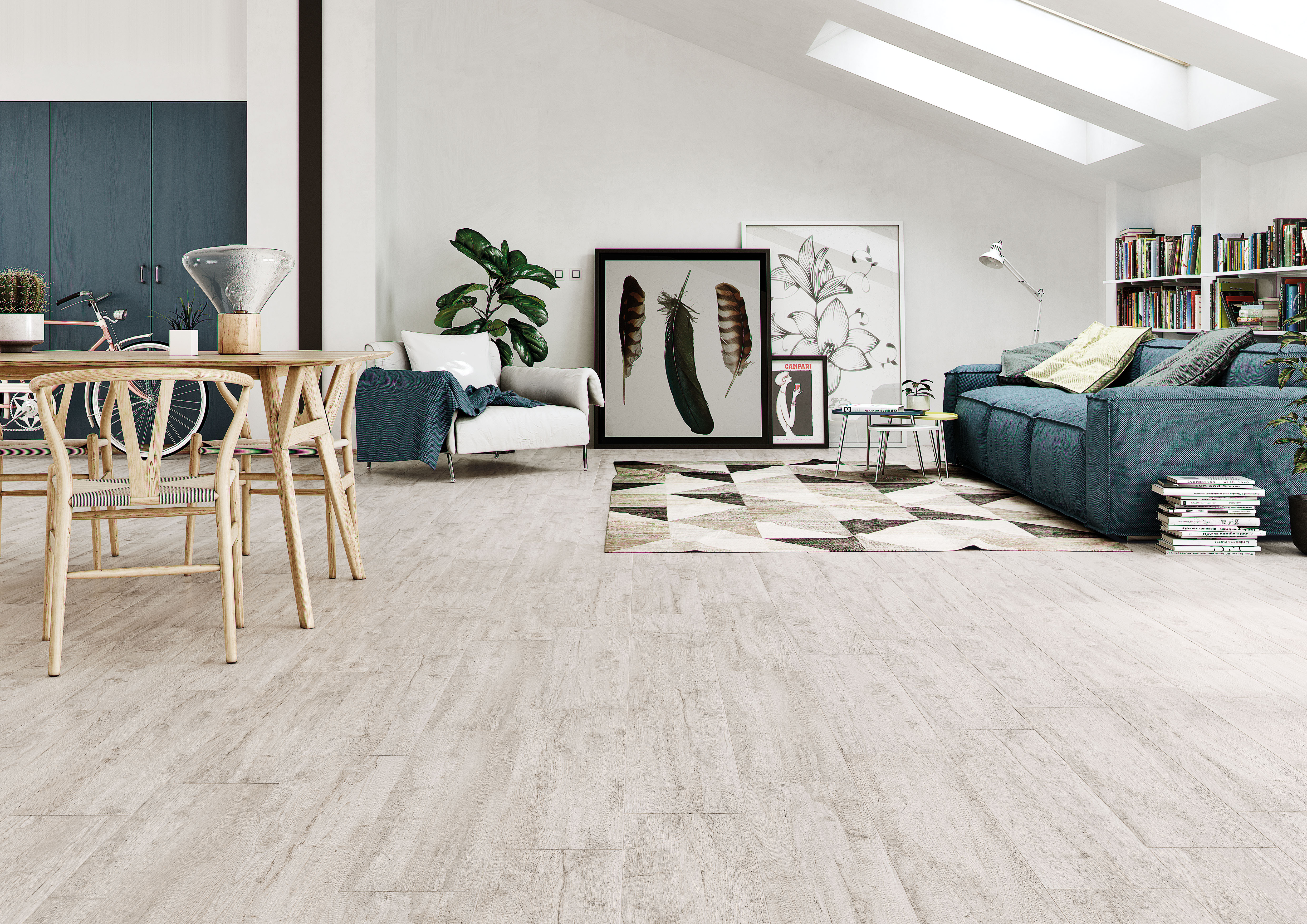 Noem Gres Stockholm Bodenfliesen Holzoptik Weiß Matt 10x60 cm rektifiziert R10B
