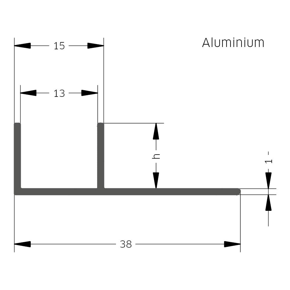 Blanke Dusch Glas Profil Aluminium silberfarbig matt eloxiert 11 mm hoch 250 cm lang 