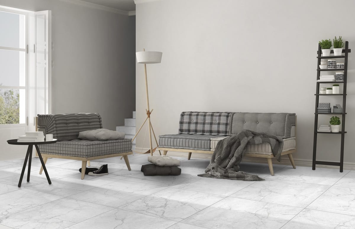 Vanezia Gres Shima Bodenfliese Marmoroptik Weiß Matt 80x80 cm rektifiziert R10