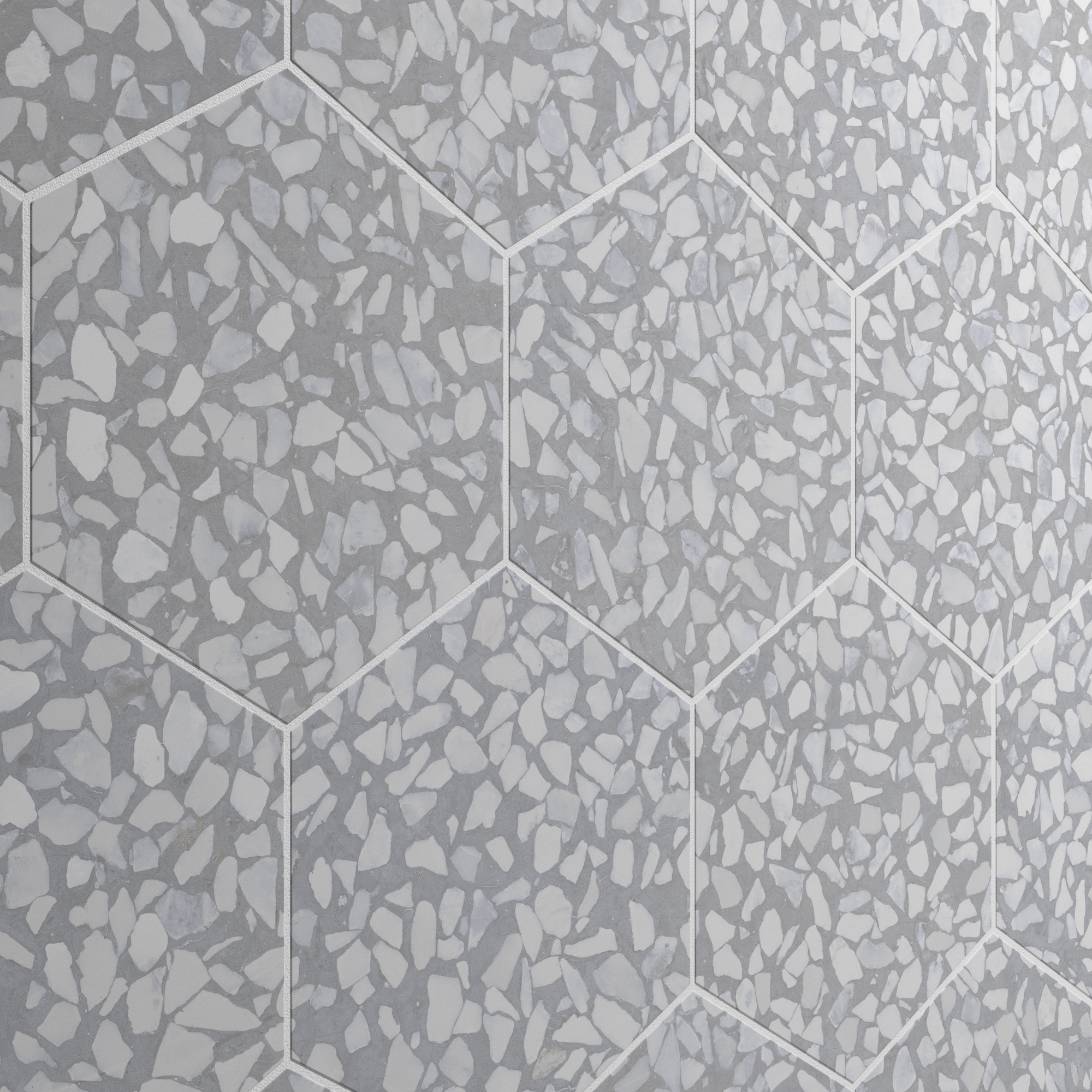 Urbanixx Gres Tarfala Bodenfliesen Terrazzooptik Hexagon Grau Matt 23,2x26,7 cm rektifiziert