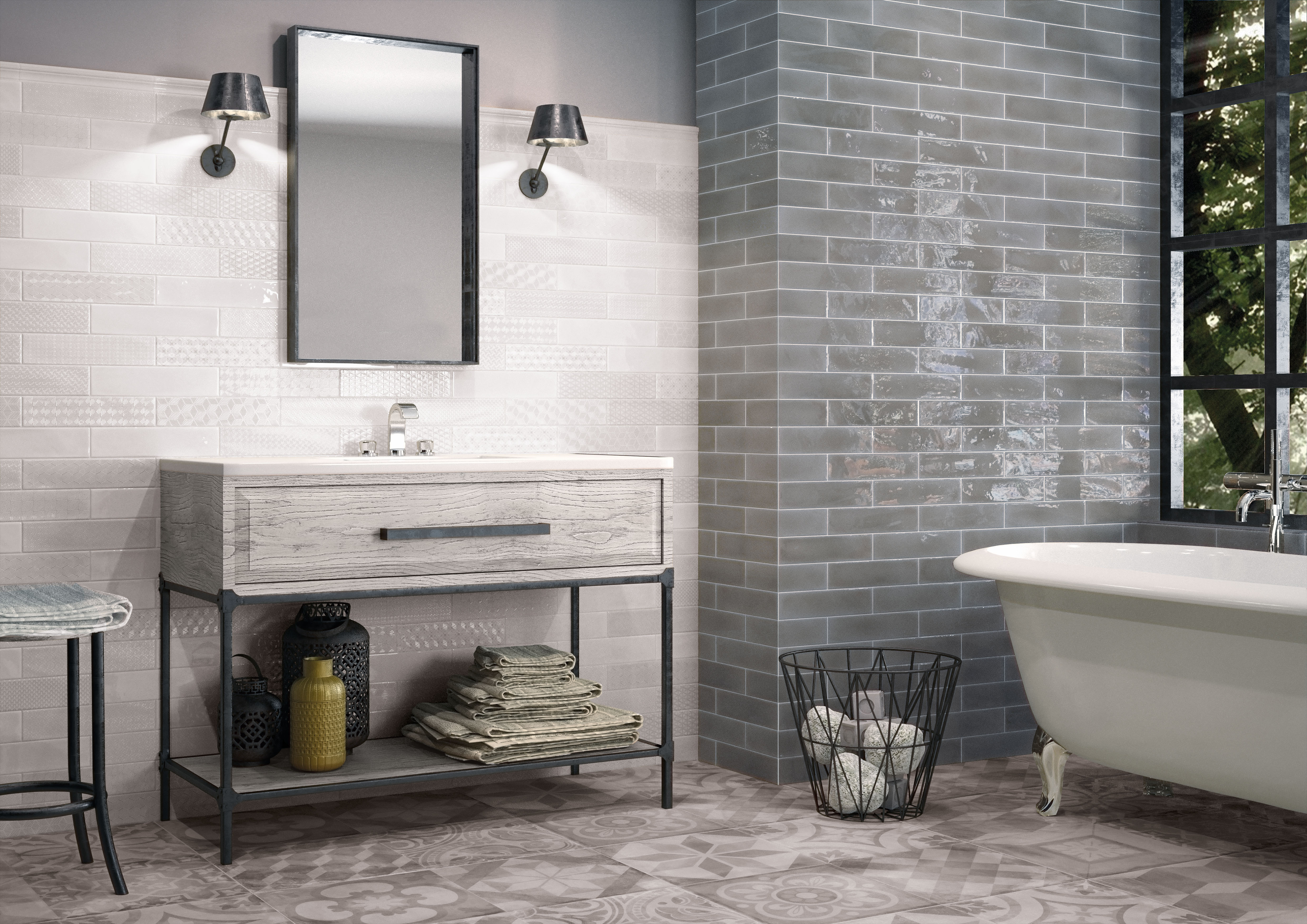 Catalea Gres Nyborg Metrofliese Grau Glänzend 7,5x30 cm  