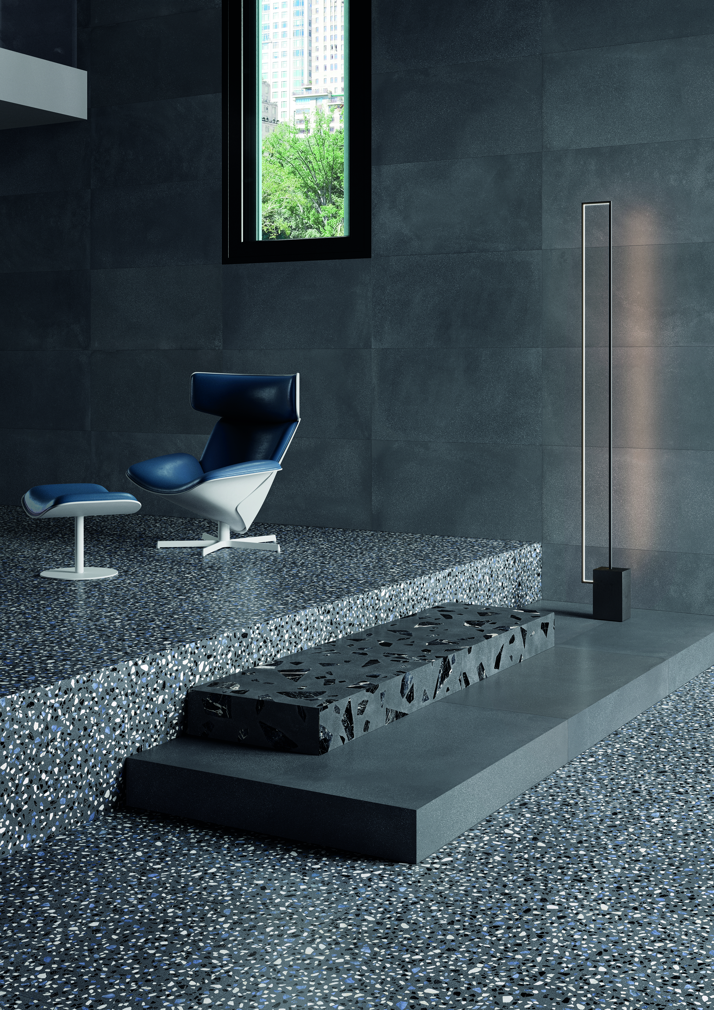 Ergon Medley Minimal Bodenfliese Dunkelgrau Matt 90x90 cm rektifiziert R10B