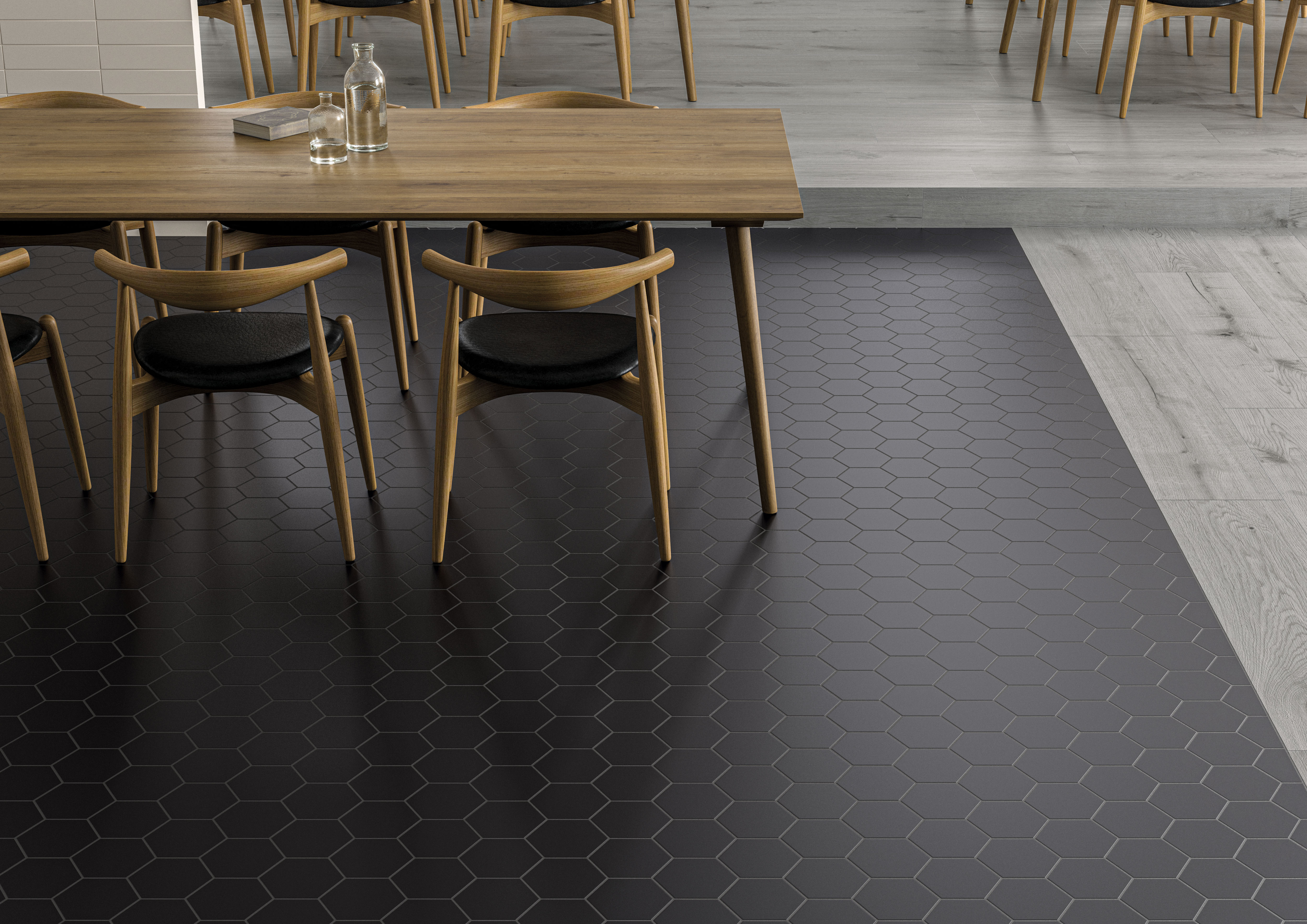 Catalea Gres Salmi Bodenfliesen Hexagon Schwarz Matt 15x17 cm  