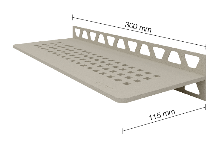 Schlüter SHELF W S1 300x115 mm Square TSC strukturbeschichtet Creme Duschablage