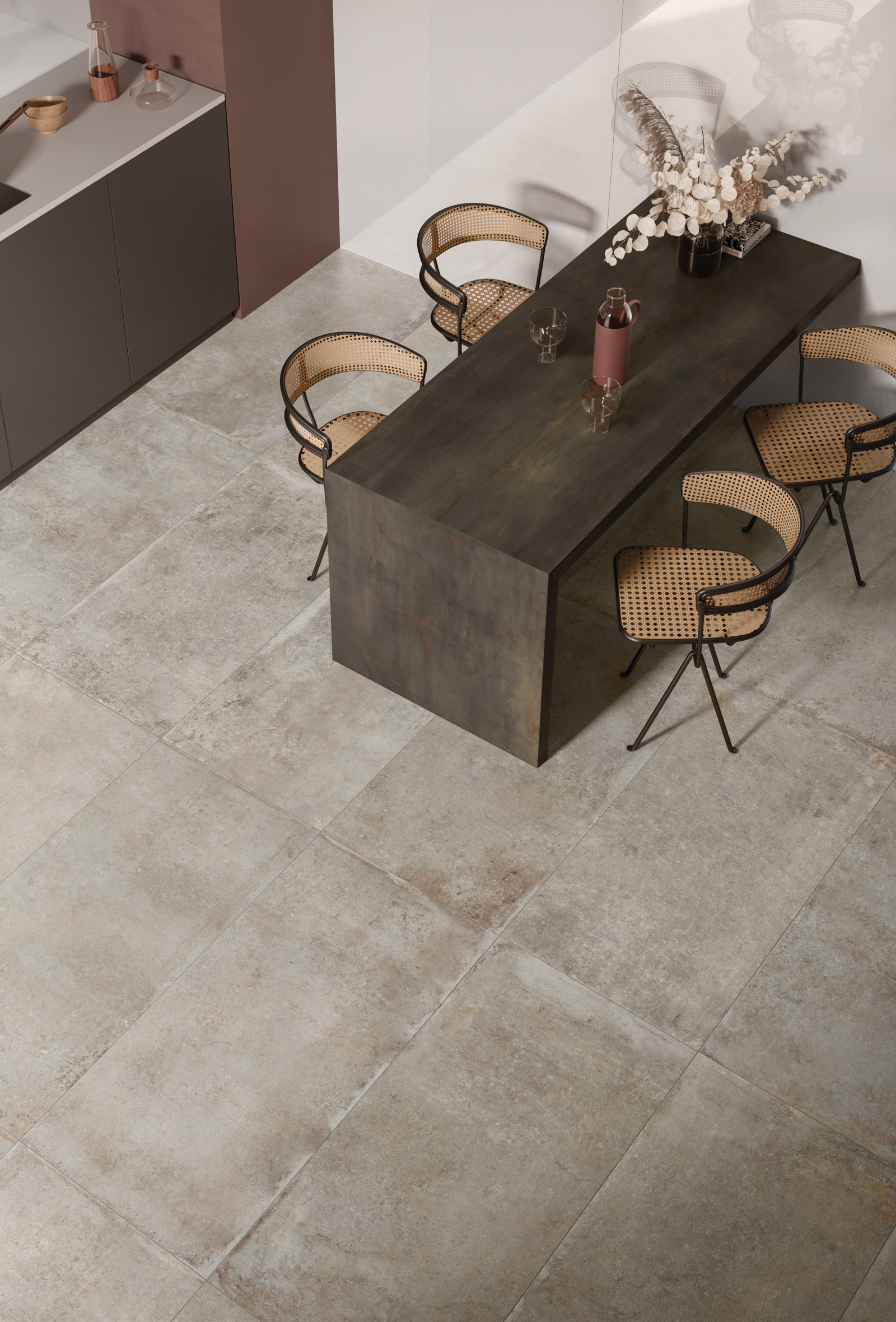 Flaviker Re Tour Bodenfliese Betonoptik Greige Matt 60x60 cm rektifiziert R10B
