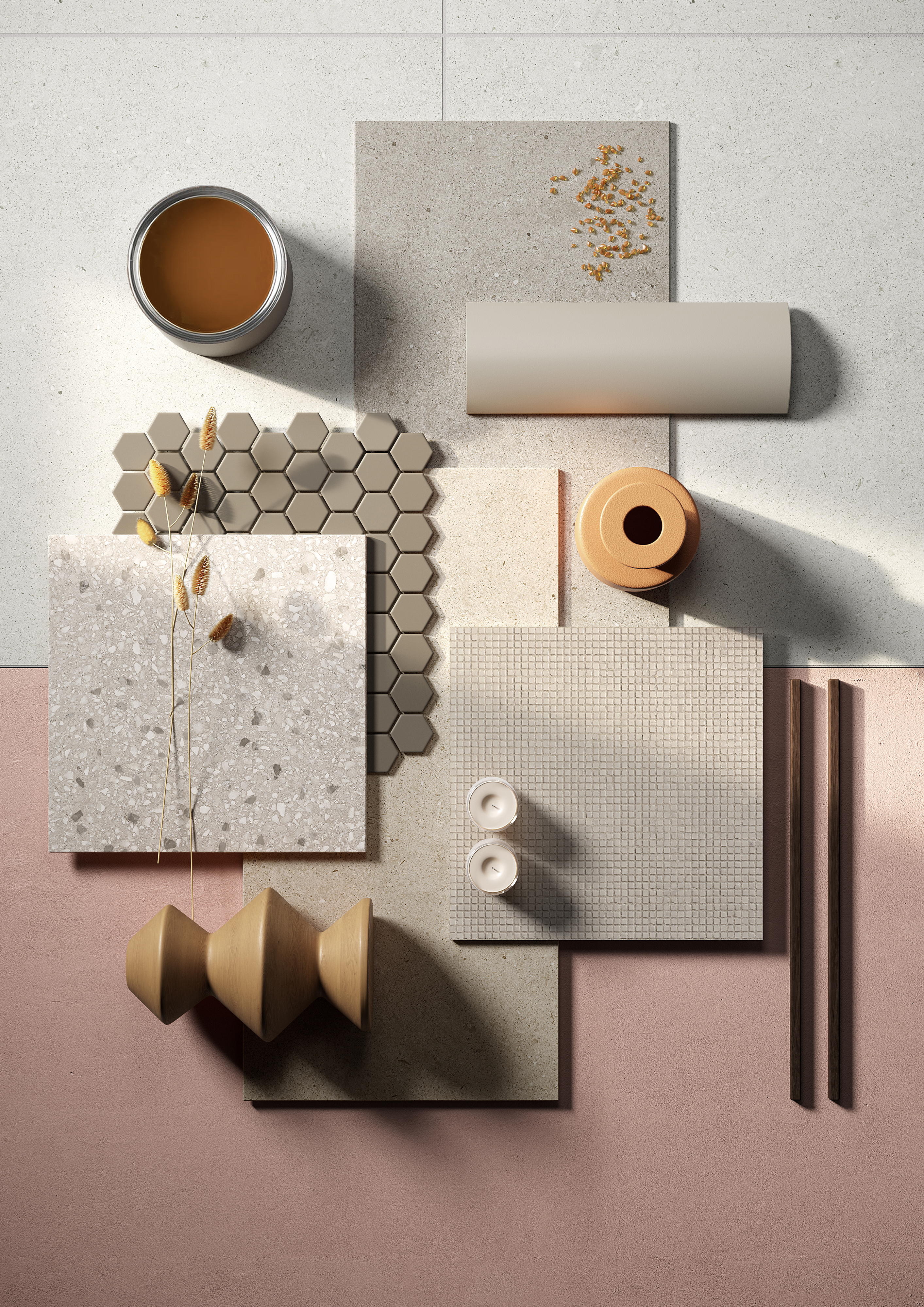 Urbanixx Gres Osaki Stäbchenmosaik Natursteinoptik Taupe Matt 30x60 cm R10