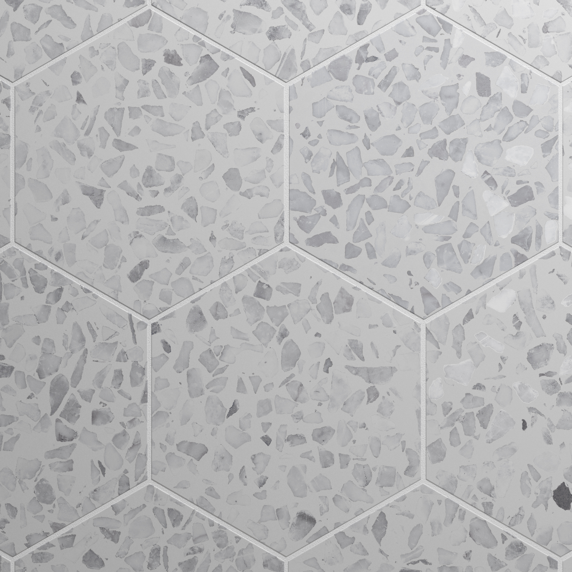 Urbanixx Gres Tarfala Bodenfliesen Terrazzooptik Hexagon Hellgrau Matt 23,2x26,7 cm rektifiziert