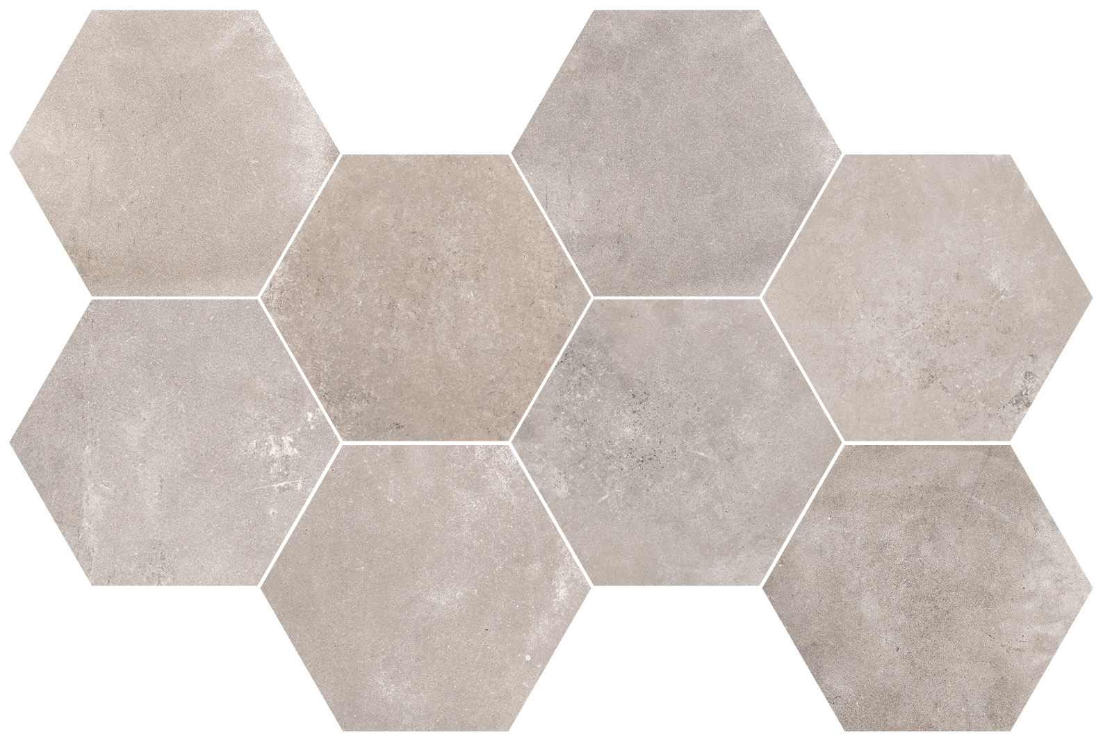 Flaviker Backstage Mosaik Hexagon Betonoptik Ash matt 29,2X51 cm  R10B