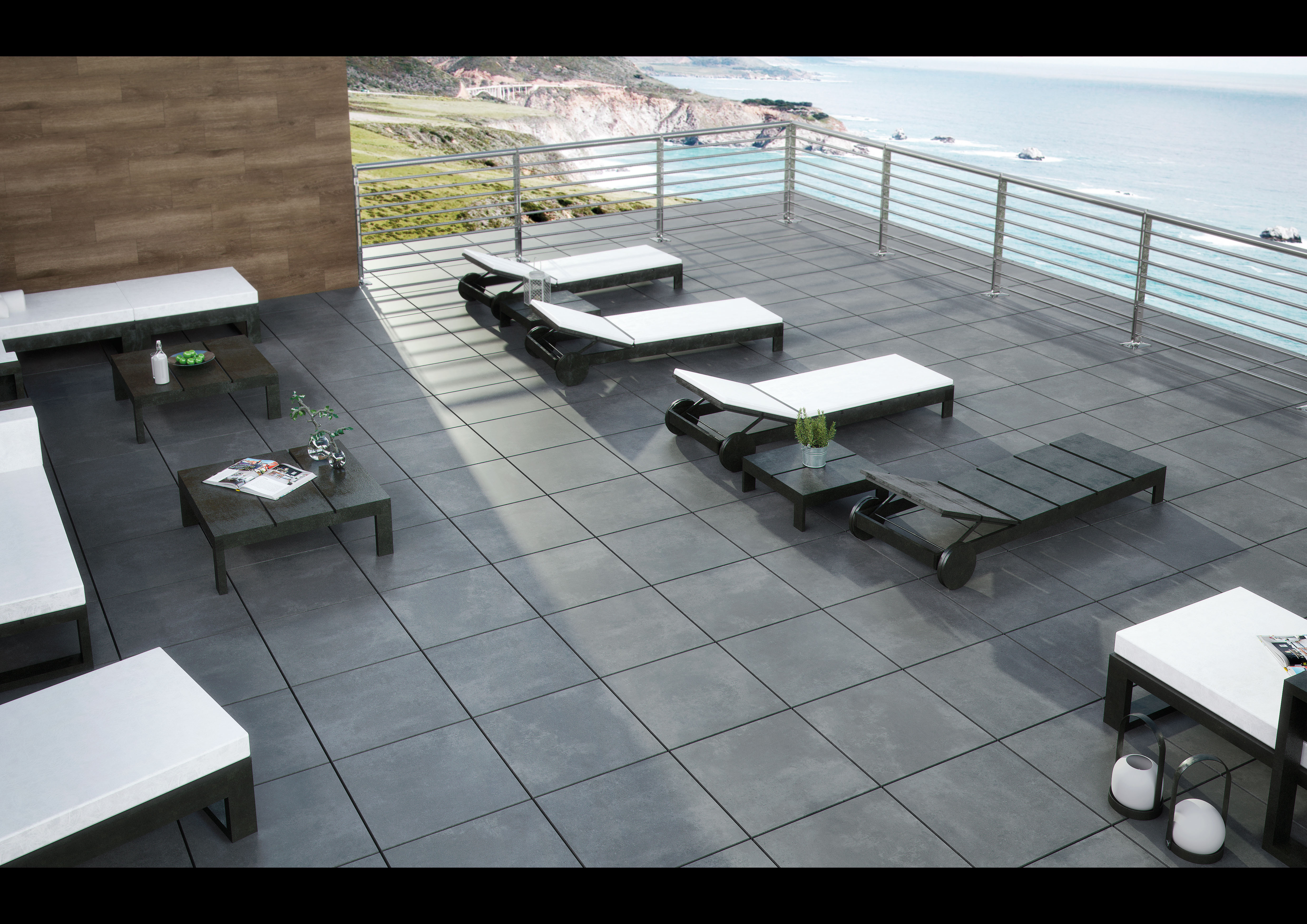 Urbanixx Gres Flata Outdoor Bodenfliesen Betonoptik Anthrazit Matt 60x60 cm rektifiziert 