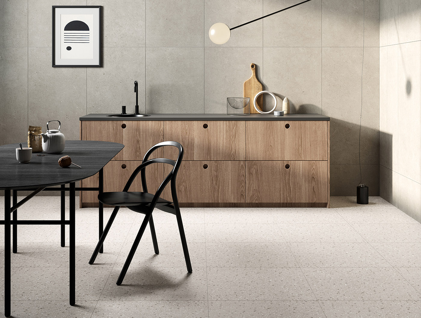 Urbanixx Gres Osaki Bodenfliese Terrazzooptik Dunkelbeige Matt 30x30 cm rektifiziert R10