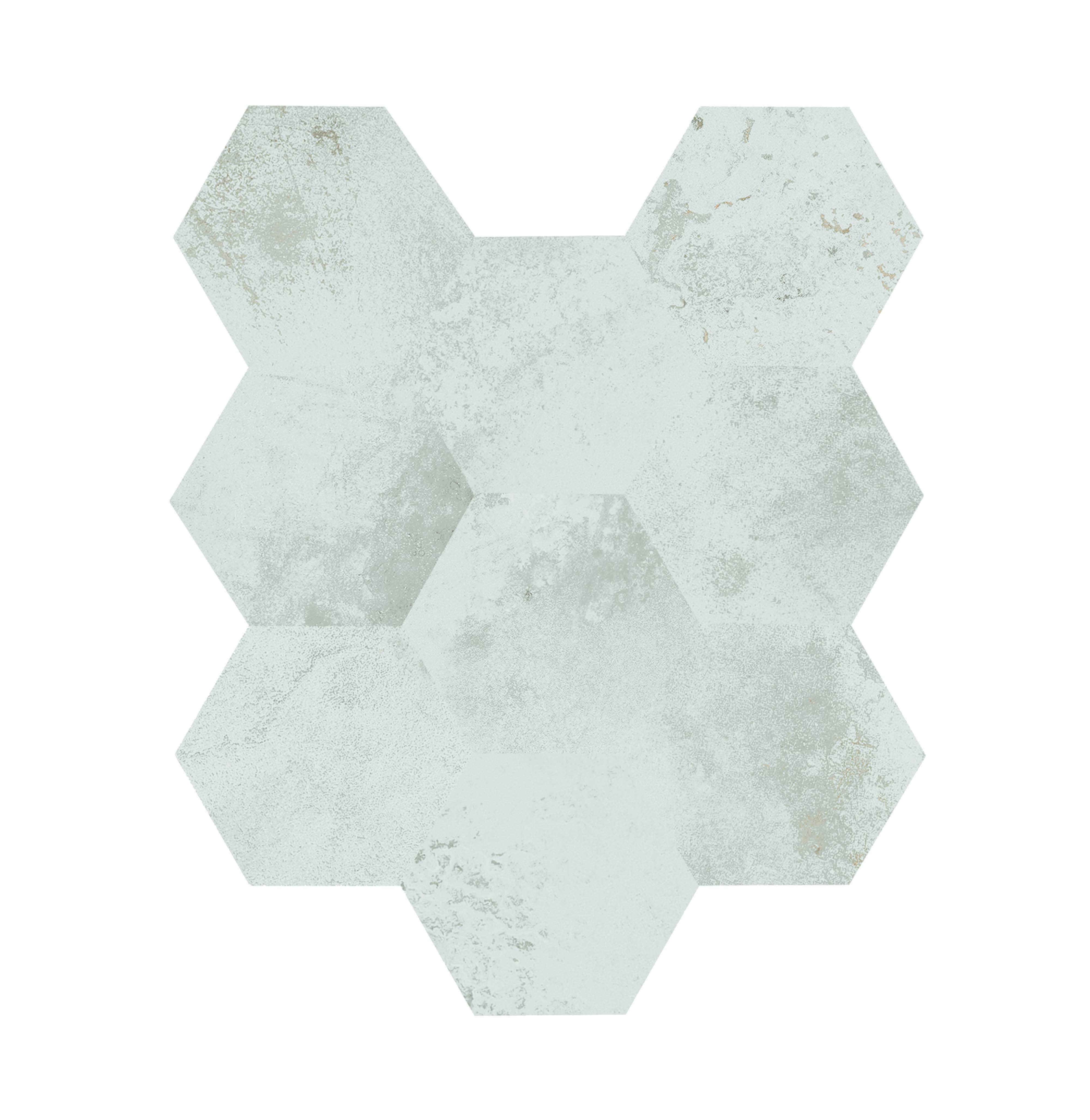 Caesar Alchemy Mosaik Hexagon 3D Metalloptik Weiß Matt 28x34 cm  