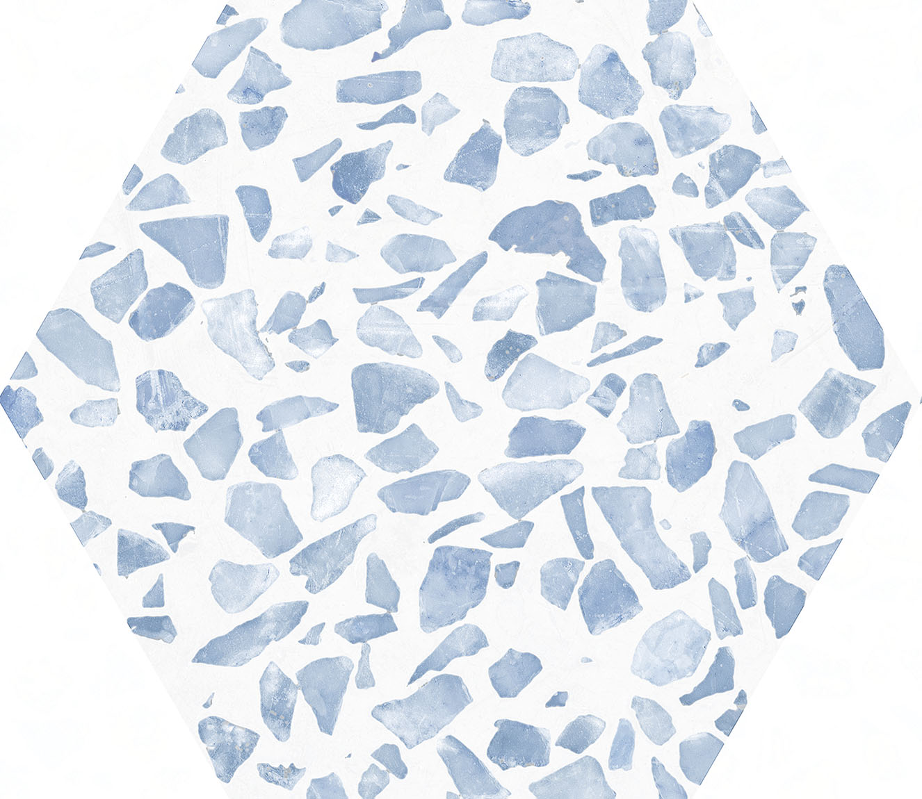Urbanixx Gres Tarfala Bodenfliesen Terrazzooptik Hexagon Blau Matt 23,2x26,7 cm rektifiziert