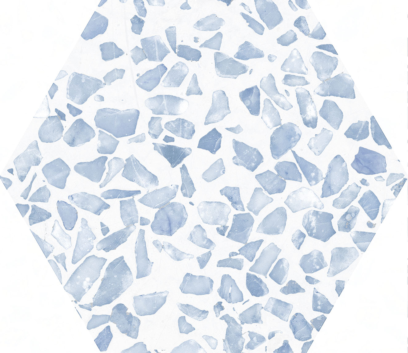Urbanixx Gres Tarfala Bodenfliesen Terrazzooptik Hexagon Blau Matt 23,2x26,7 cm rektifiziert