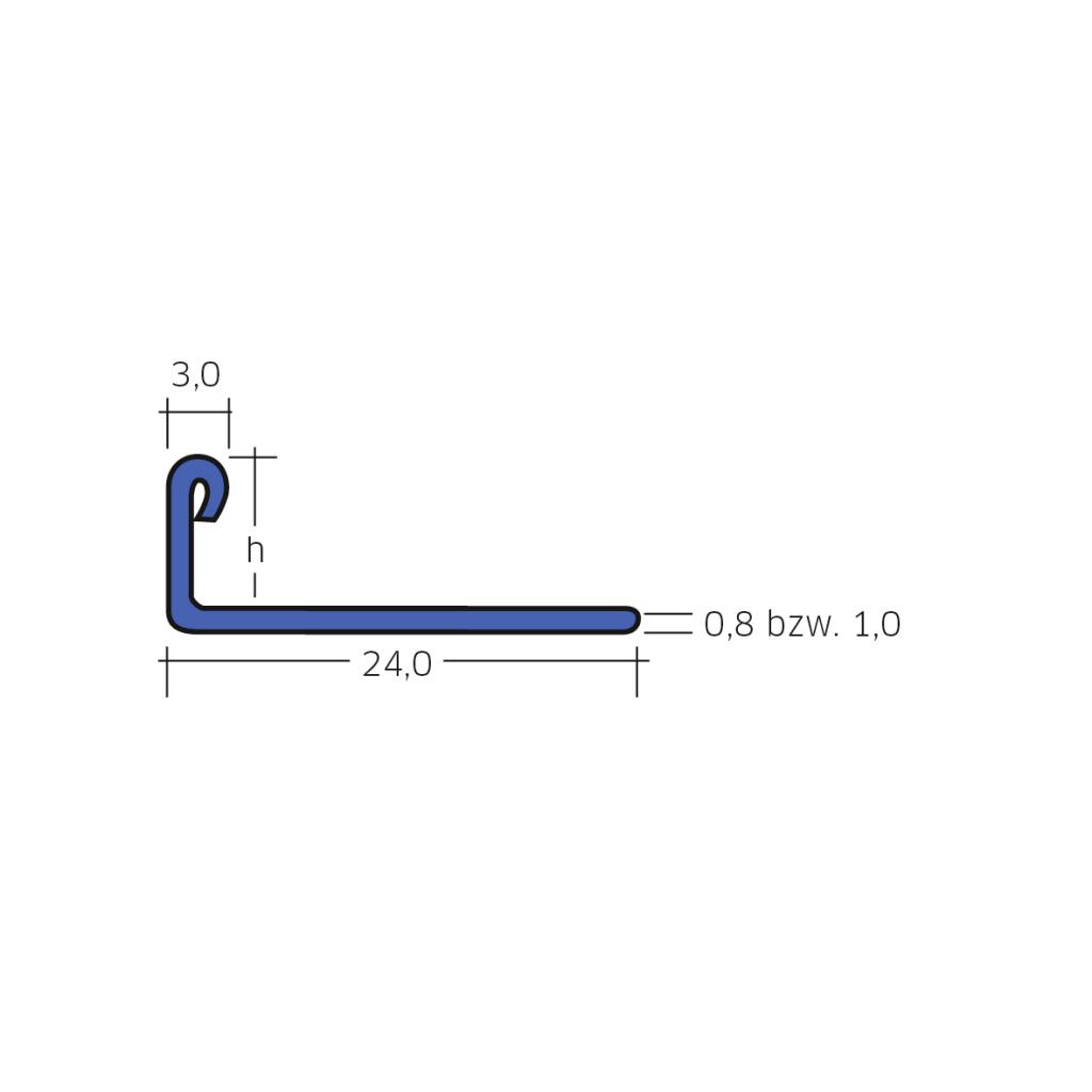 Blanke Fliesenschiene L Form Edelstahl natur 7 mm hoch 2,5 m lang