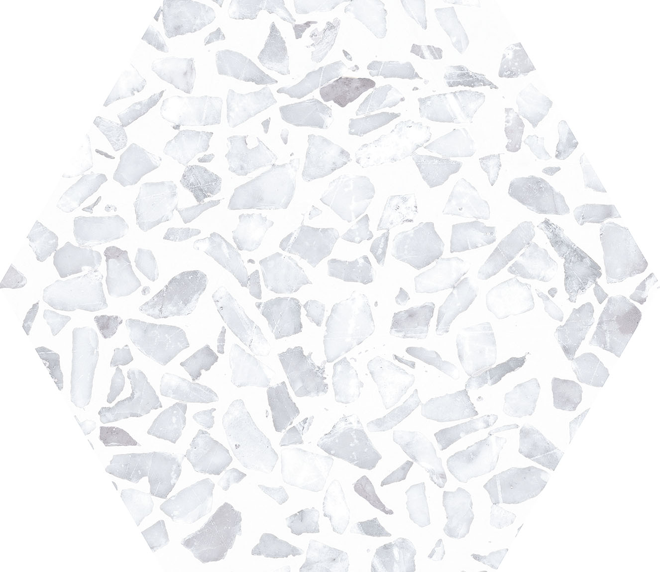 Urbanixx Gres Tarfala Bodenfliesen Terrazzooptik Hexagon Hellgrau Matt 23,2x26,7 cm rektifiziert