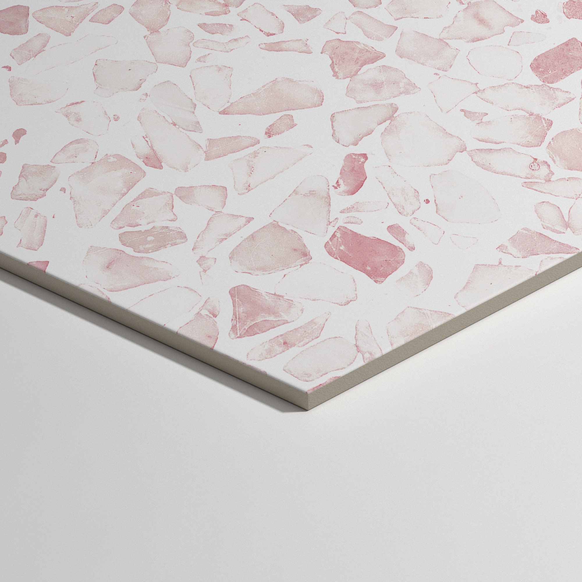 Urbanixx Gres Tarfala Bodenfliesen Terrazzooptik Hexagon Rosa Matt 23,2x26,7 cm rektifiziert