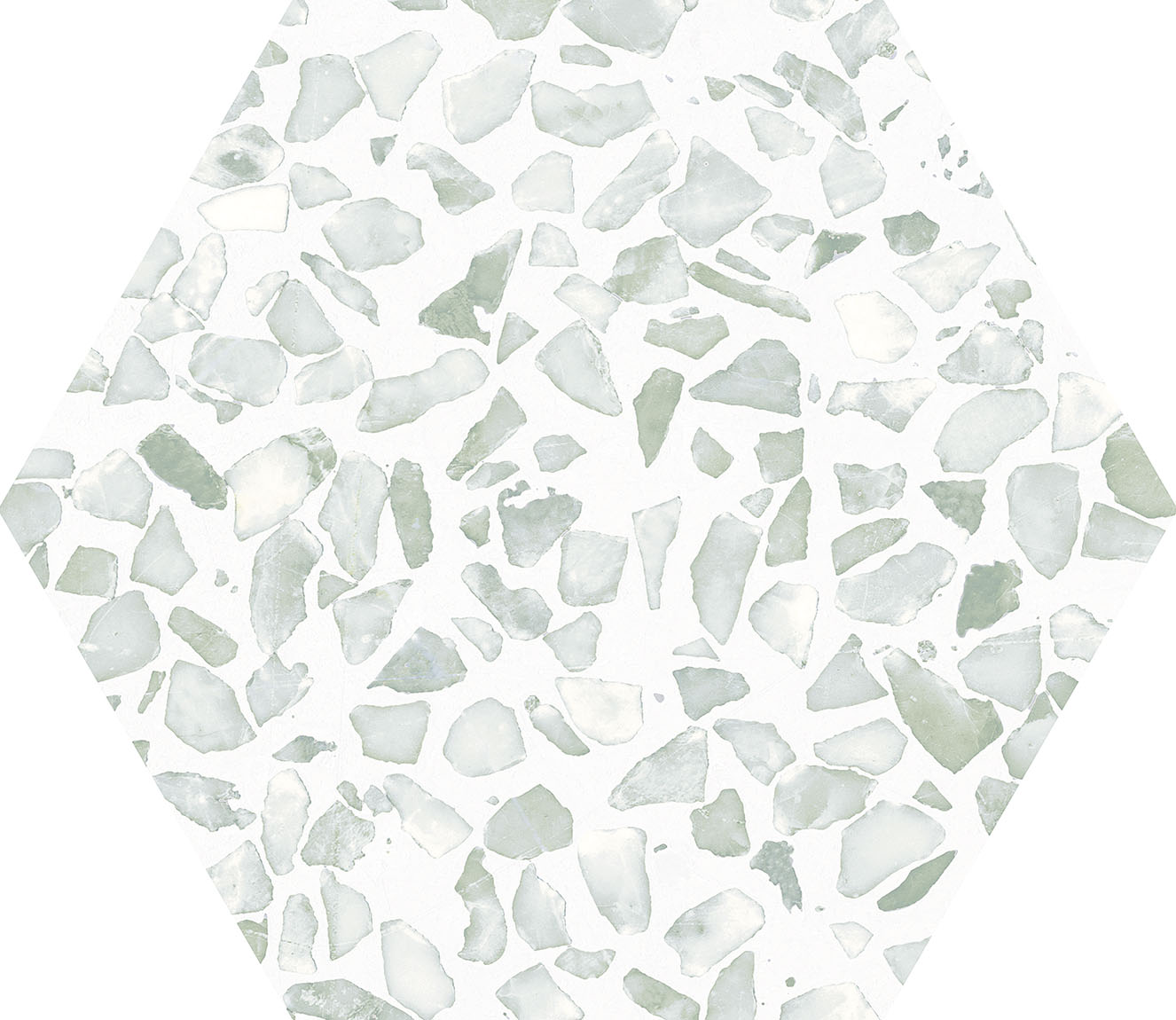 Urbanixx Gres Tarfala Bodenfliesen Terrazzooptik Hexagon Grün Matt 23,2x26,7 cm rektifiziert