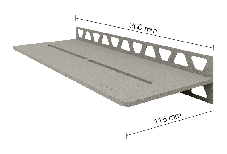 Schlüter SHELF W S1 300x115 mm Pure TSSG strukturbeschichtet Steingrau Duschablage