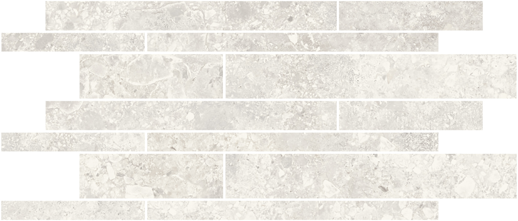 Urbanixx Gres Kyoto Stäbchenmosaik Terrazzooptik Weiß Matt 30x60 cm R10