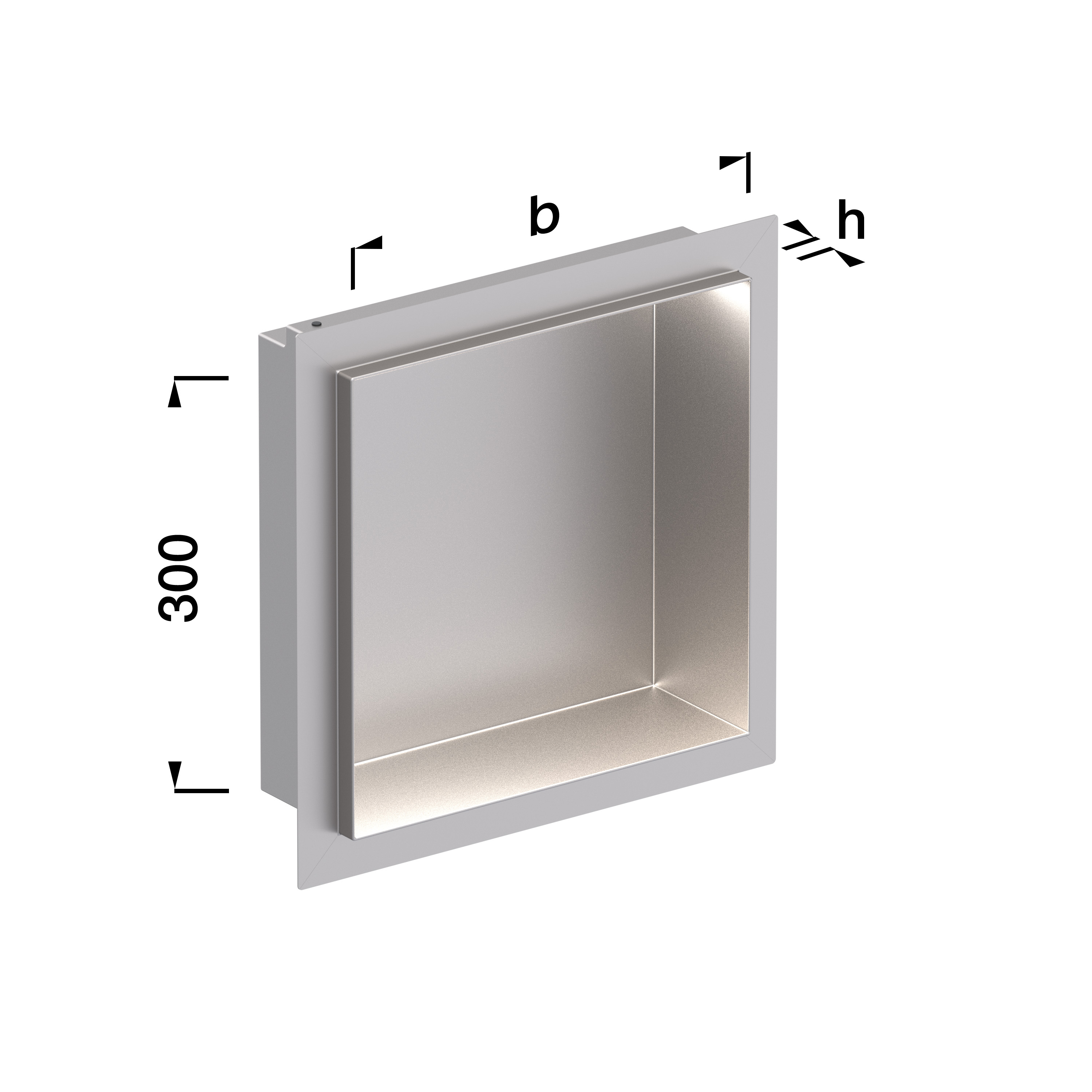 Alferpro LED Duschnische Alferbox 30x30x1,5 cm Tiefe: 10 cm Edelstahl V2A Seidenmatt inkl. Beleuchtung