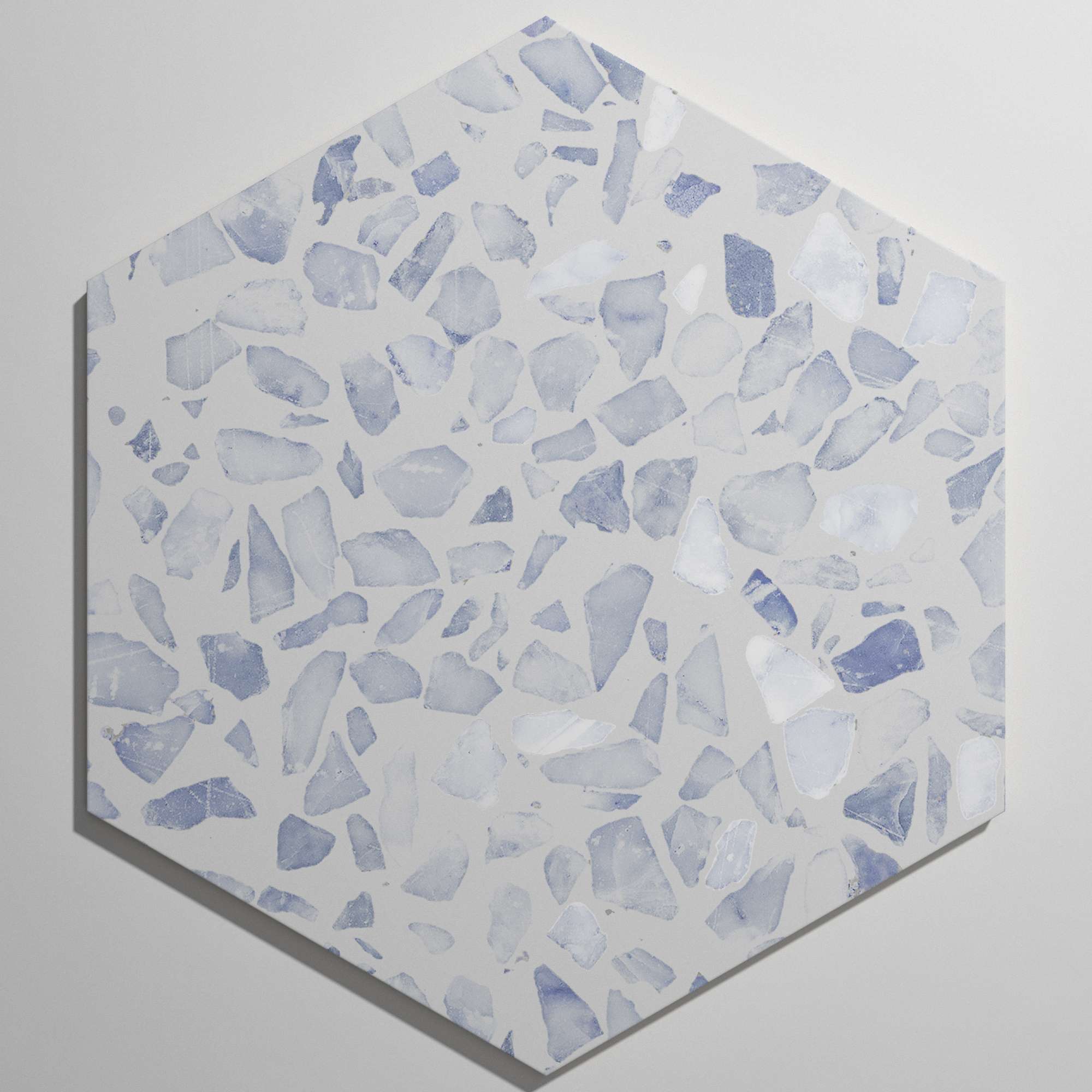 Urbanixx Gres Tarfala Bodenfliesen Terrazzooptik Hexagon Blau matt 23,2x26,7 cm rekt.