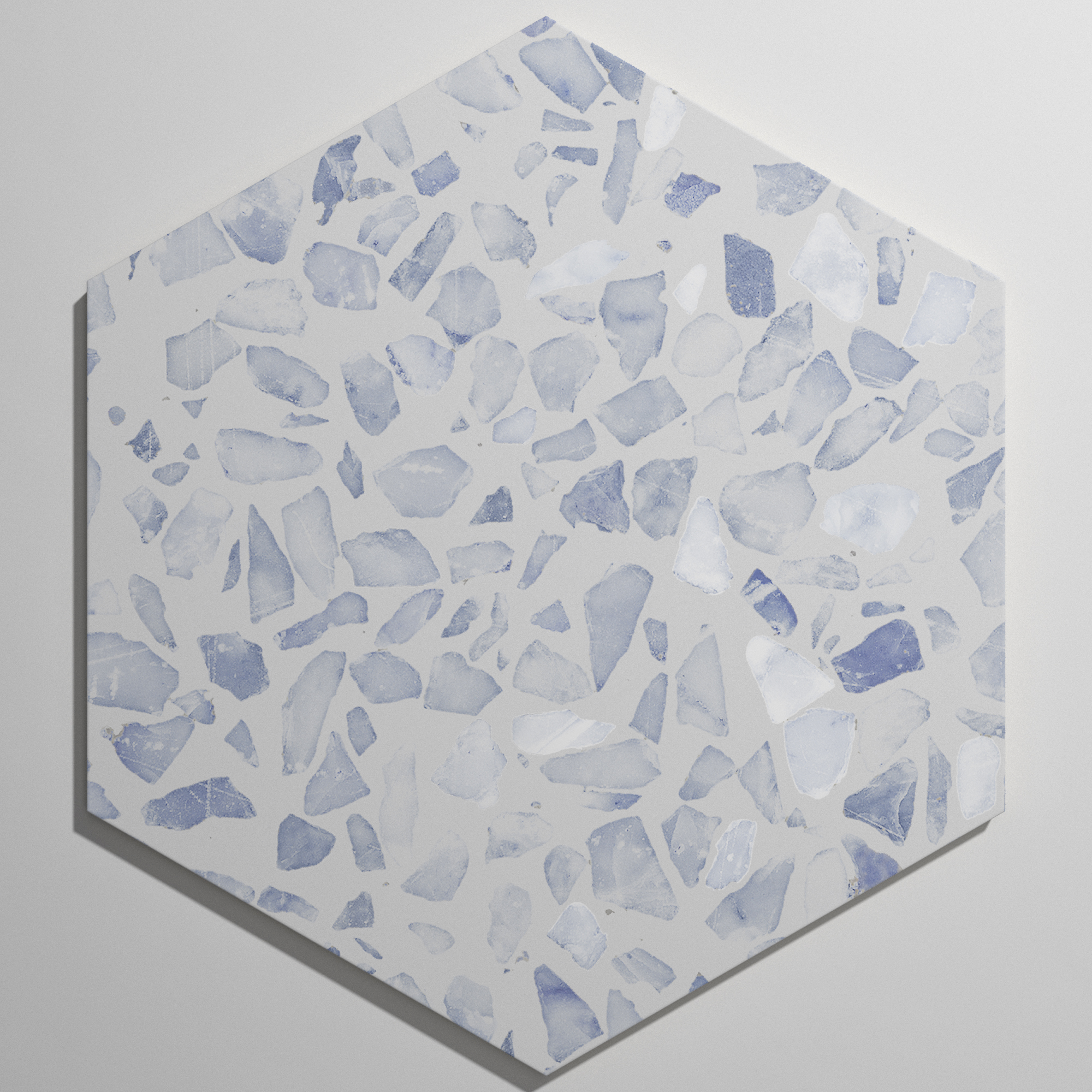 Urbanixx Gres Tarfala Bodenfliesen Terrazzooptik Hexagon Blau Matt 23,2x26,7 cm rektifiziert