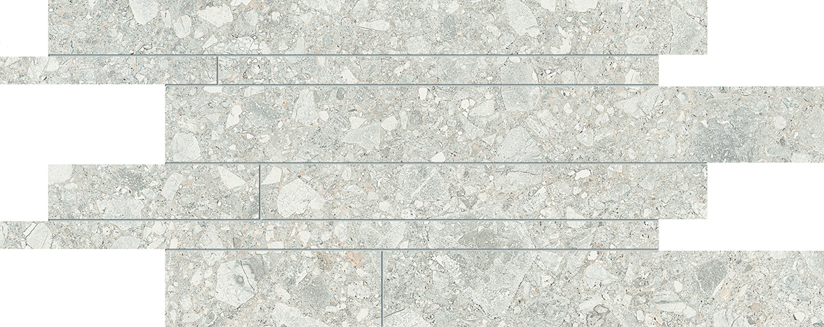 Ergon Lombarda Mosaik Terrazzooptik Weiß Matt 30x60 cm  
