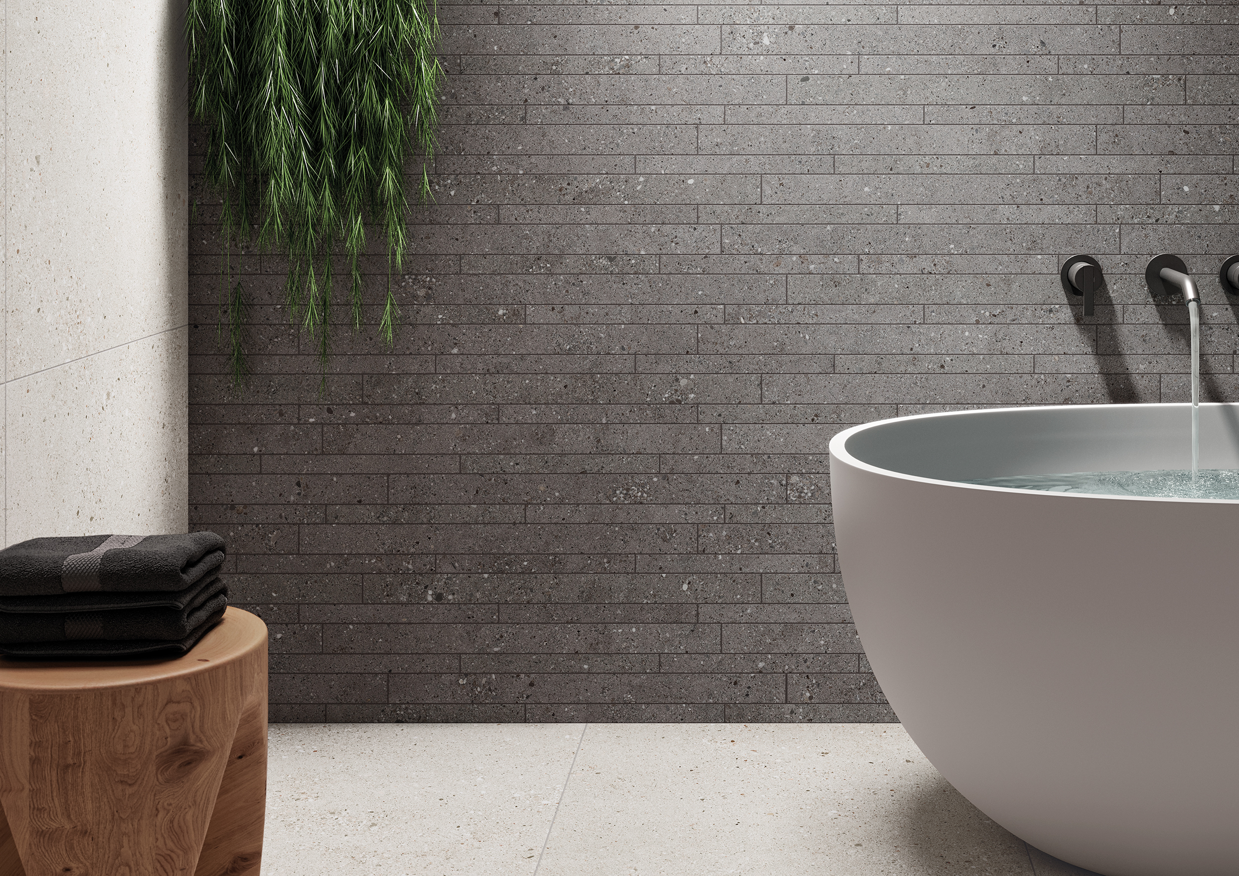 Urbanixx Gres Florenz Stäbchenmosaik Natursteinoptik Anthrazit Matt 30x60,4 cm rektifiziert 