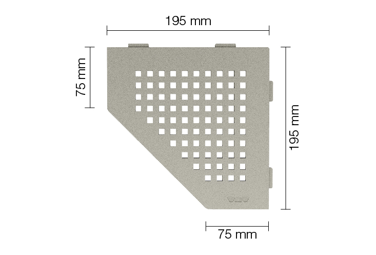 Schlüter SHELF E S2 195x195 mm Square TSSG strukturbeschichtet Steingrau Duschablage