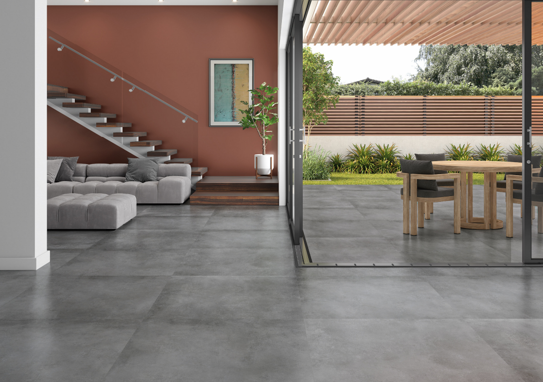 Urbanixx Gres Living Bodenfliese Betonoptik Anthrazit Matt 120x120 cm rektifiziert 10B